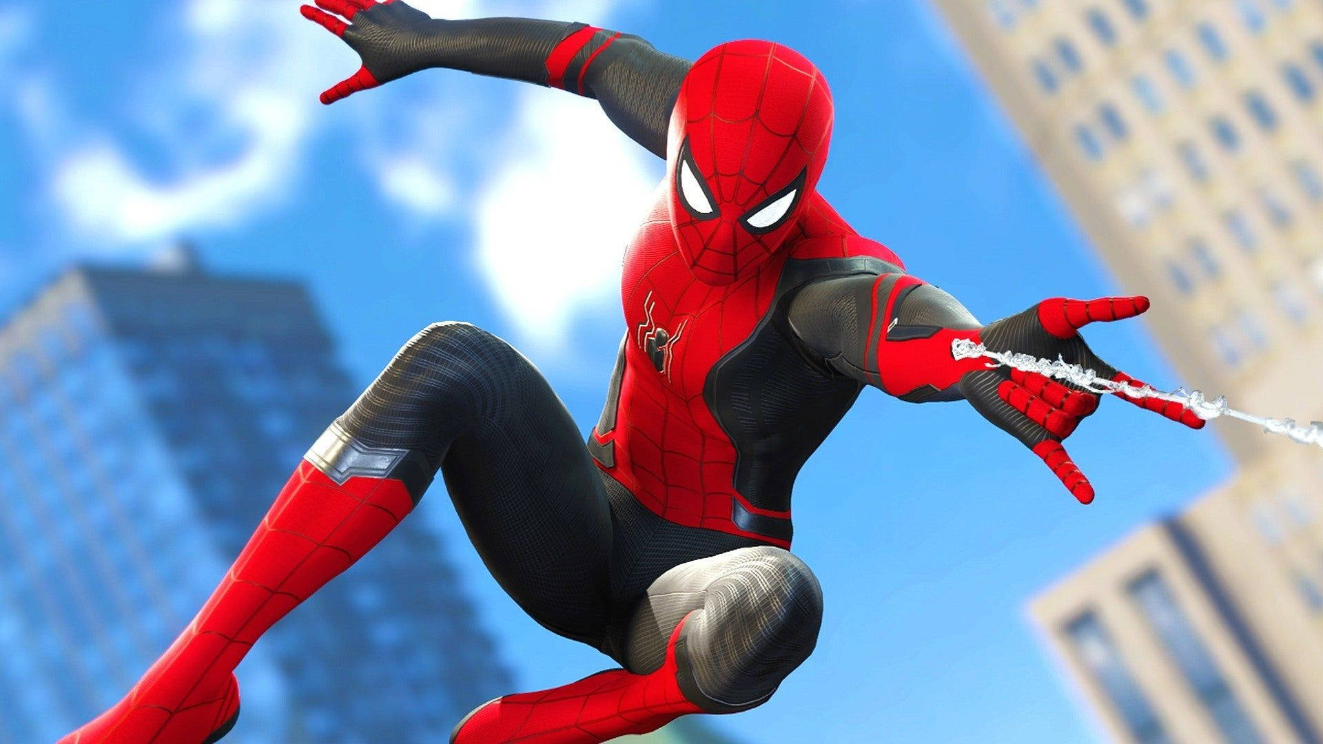 4k Spiderman Throwing Web Background