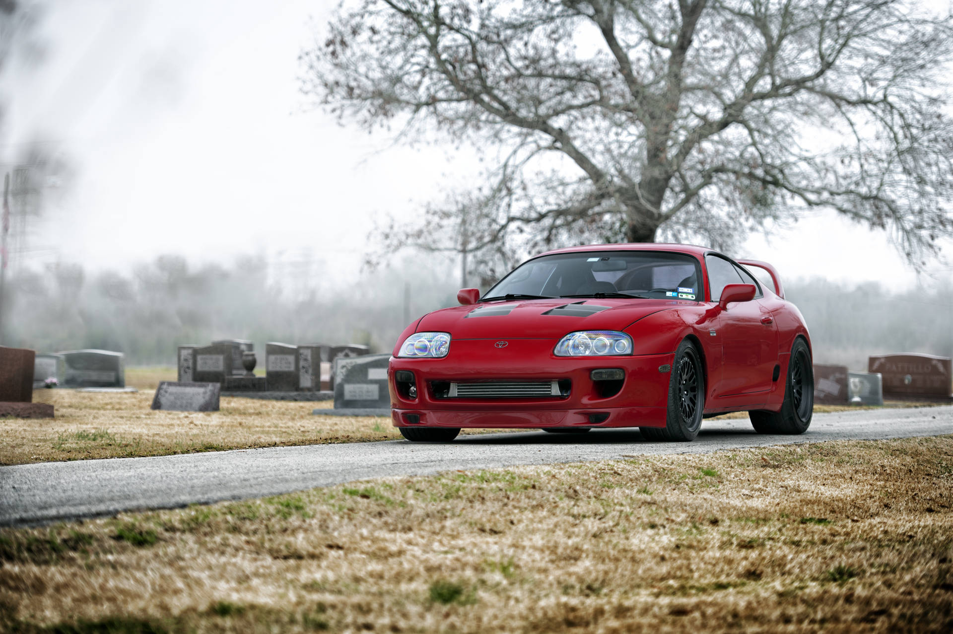 4k Supra In Cemetery Background