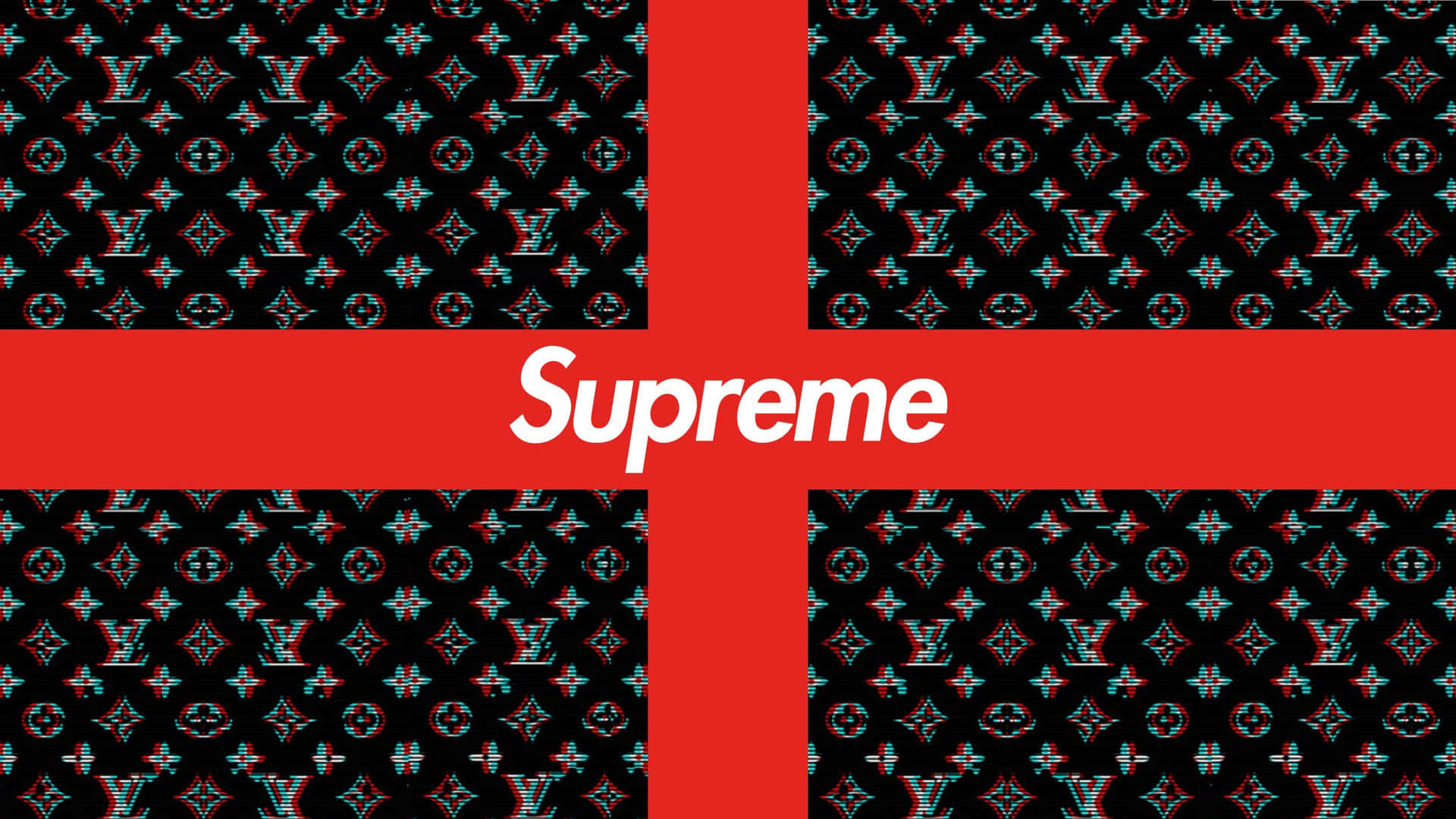 4k Supreme Red Cross And Louis Vuitton Background