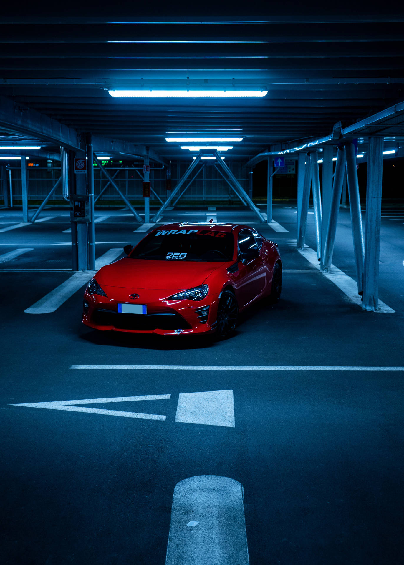 4k Toyota Supra Red In Parking Area Background