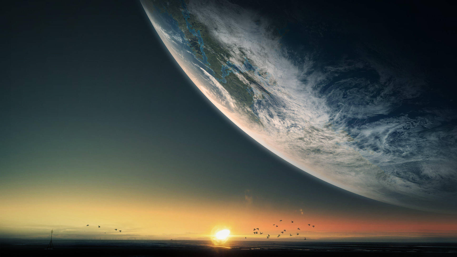 4k Ultra Hd 2160p Planet And Sunrise Background