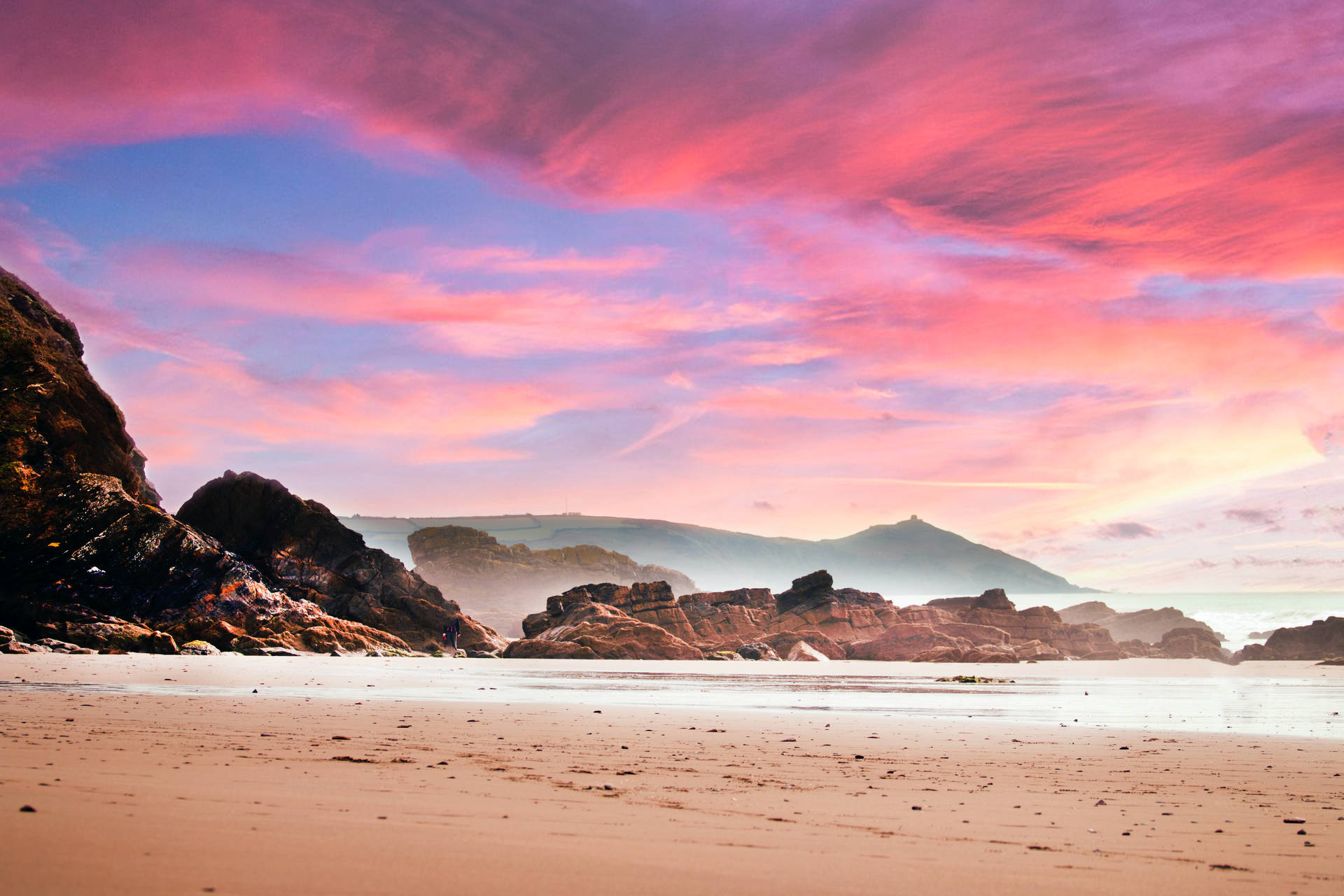 4k Ultra Hd Beach Pink Skies