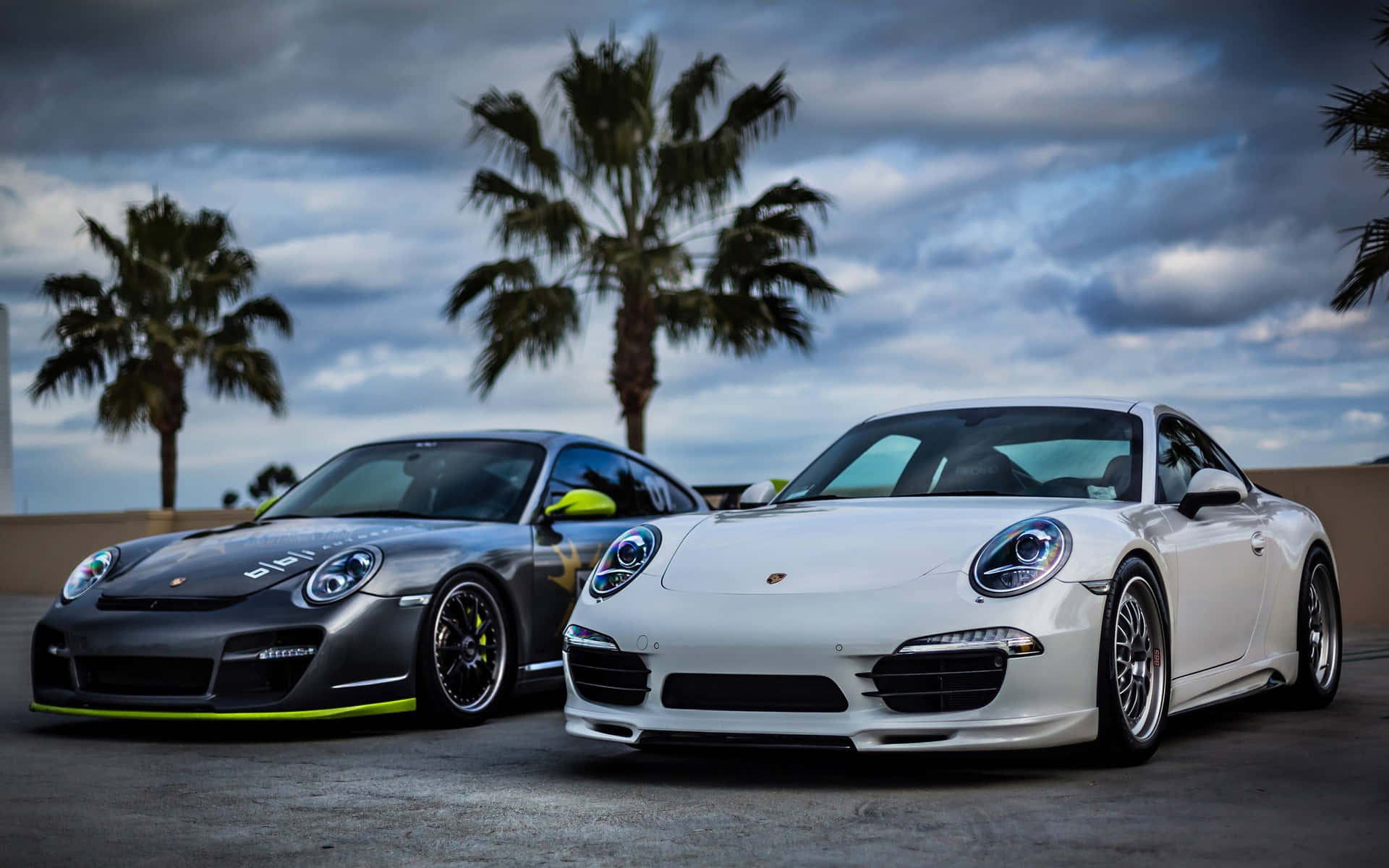 4k Ultra Hd Black And White Porsche Background