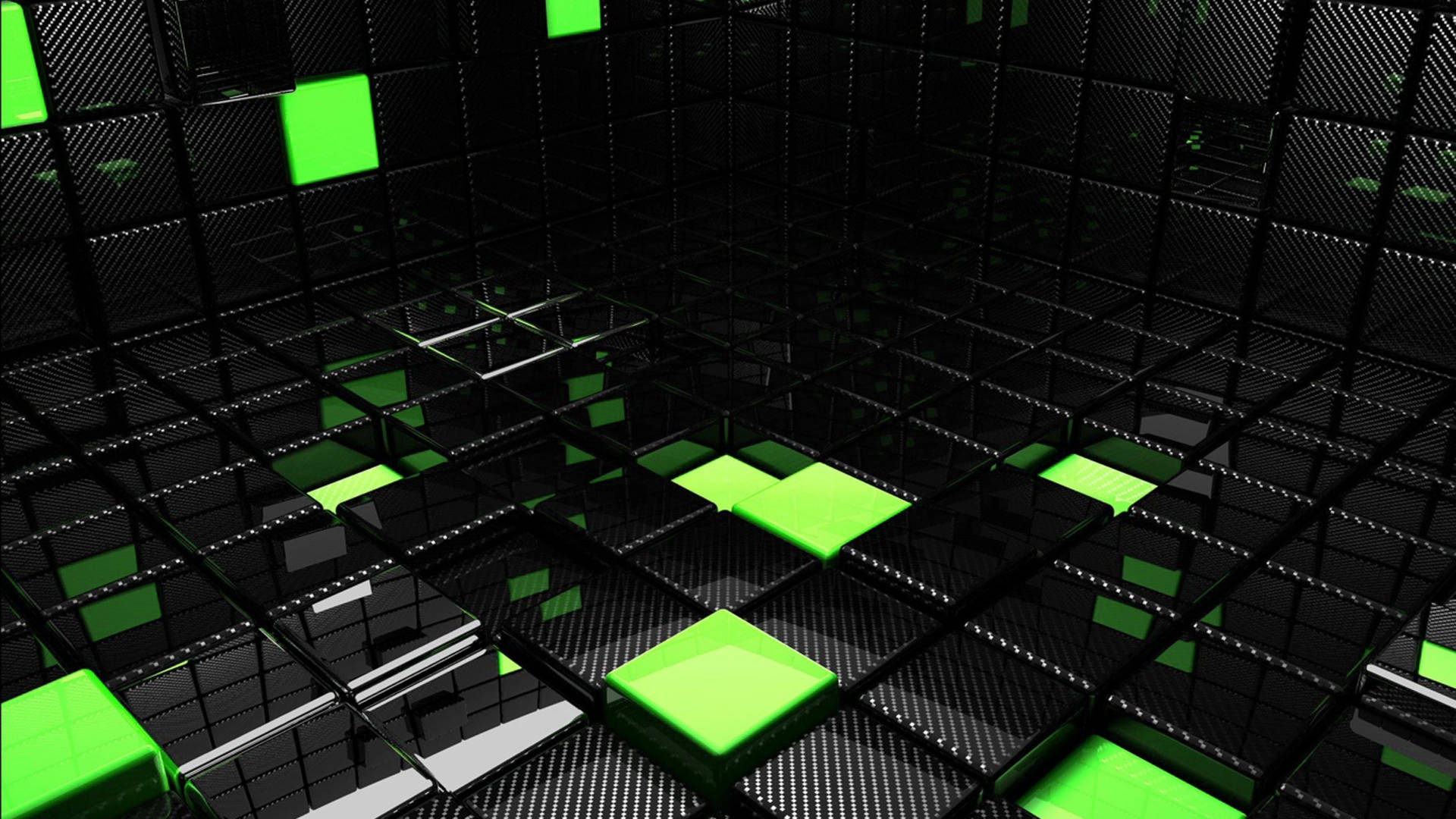 4k Ultra Hd Black-lime Green Cubes Background