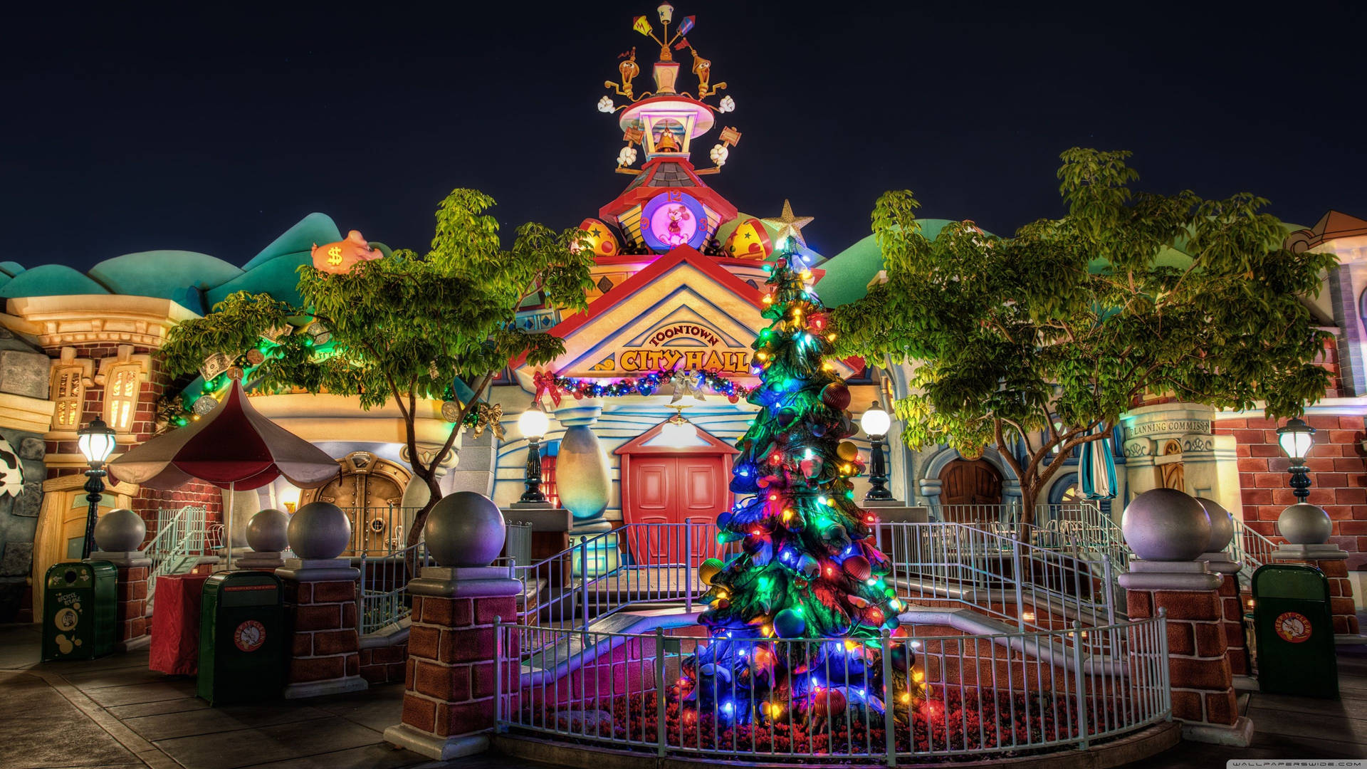 4k Ultra Hd Christmas Disneyland Toon Town Background
