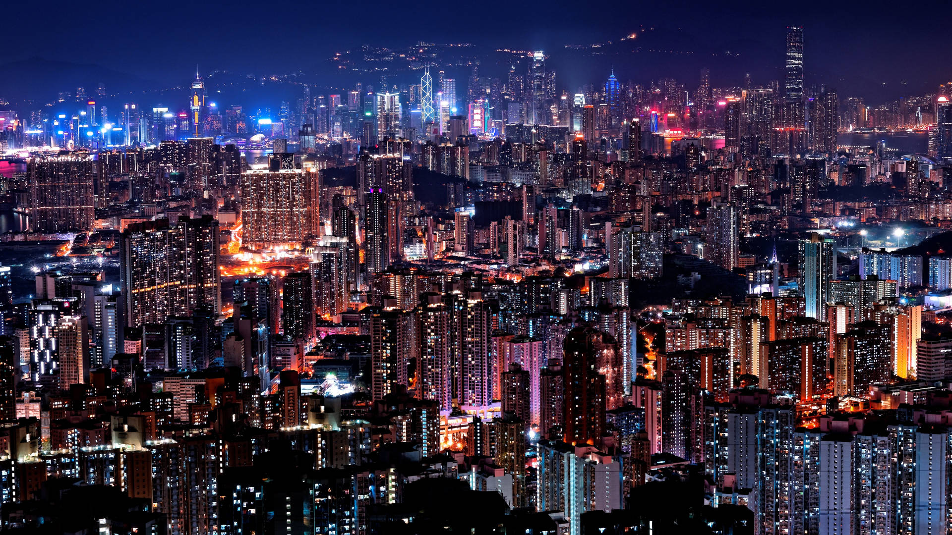 4k Ultra Hd City Of Hong Kong Bright Buildings Background