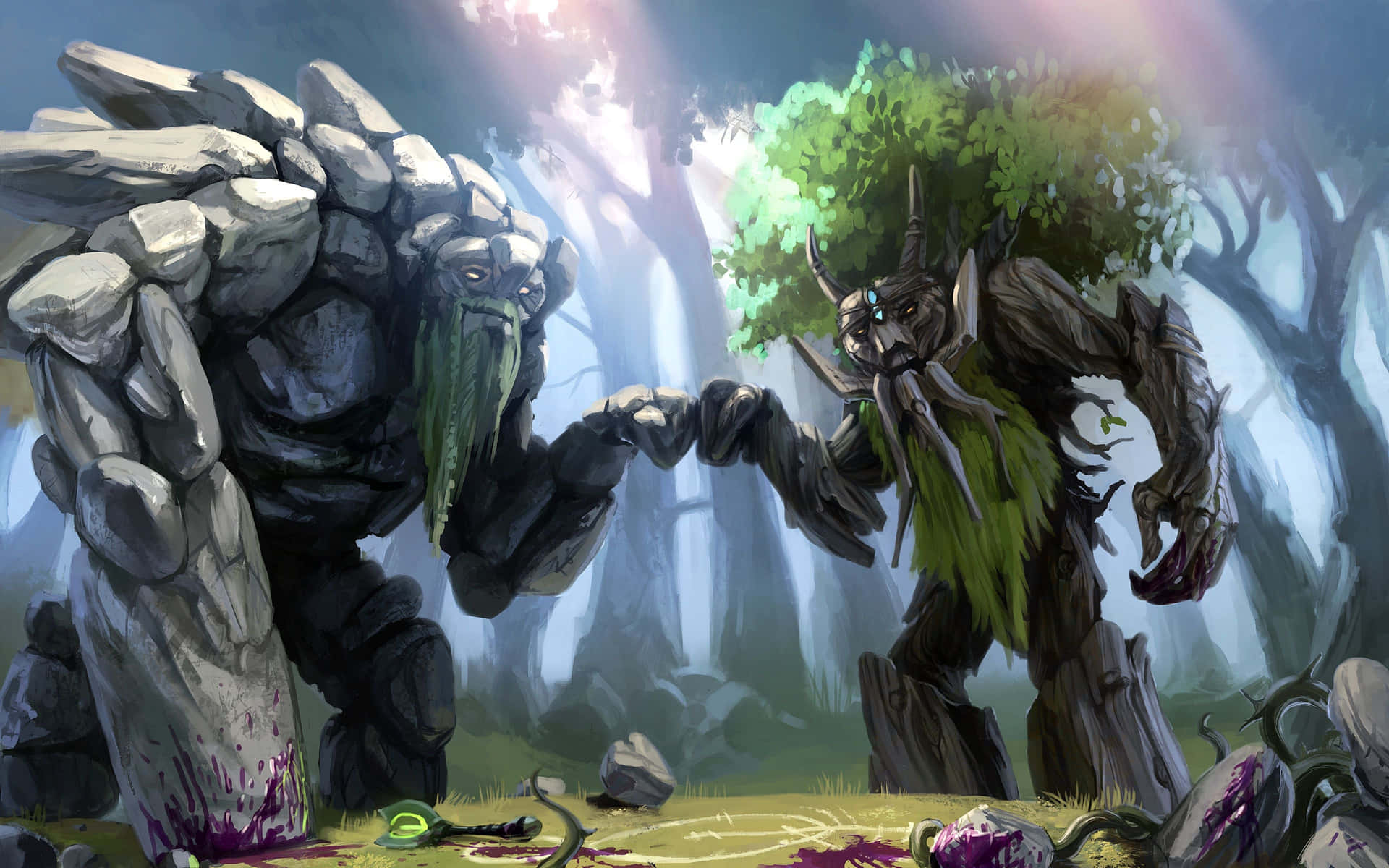 4k Ultra Hd Gaming Dota 2 Tiny And Treant Background