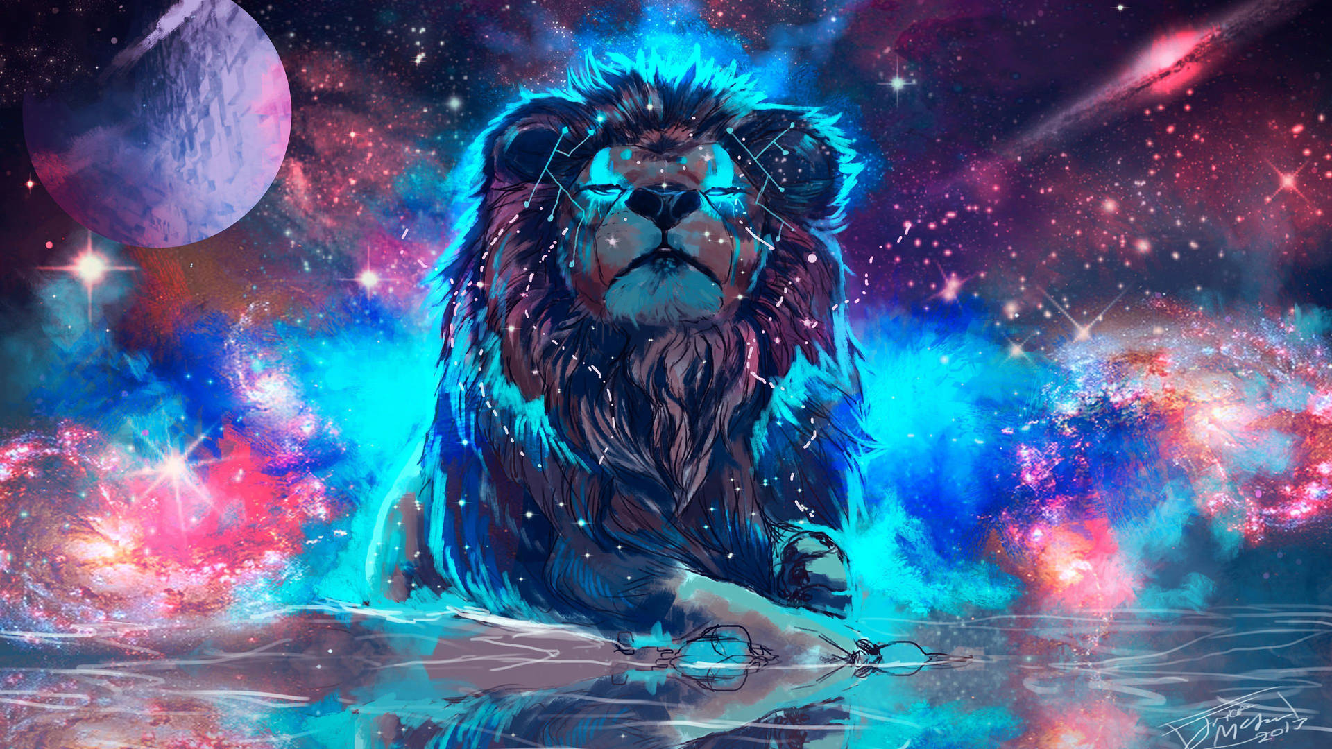 4k Ultra Hd Lions Galaxy Background