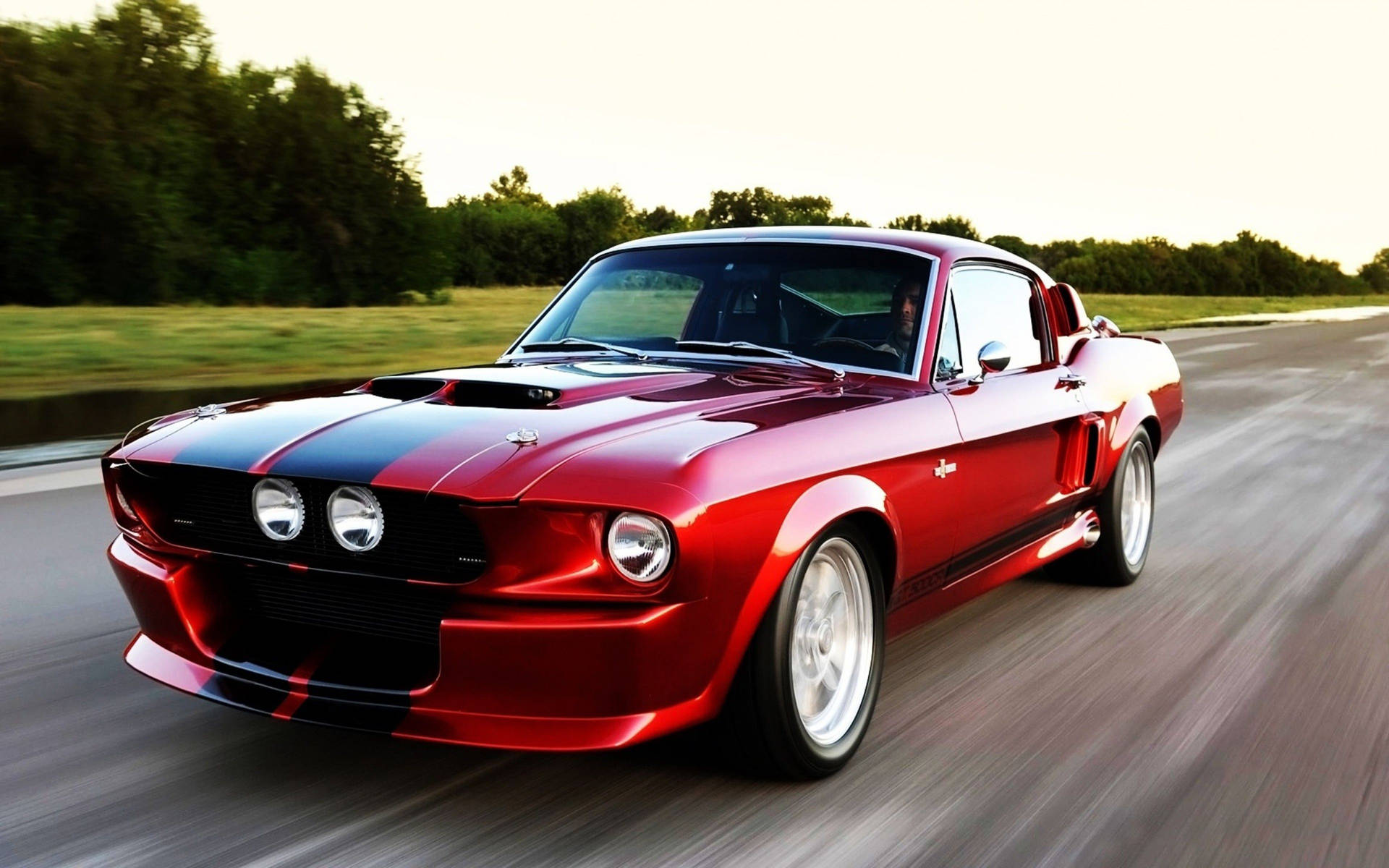 4k Ultra Hd Mustang Red On The Road Background