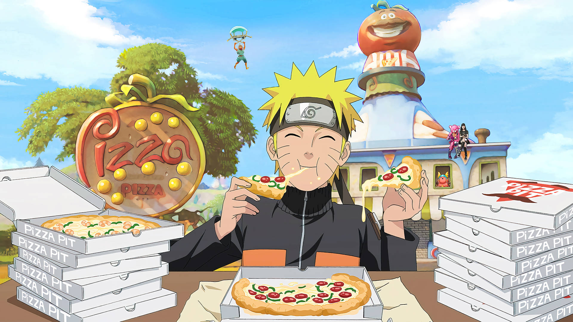 4k Ultra Hd Naruto Eating Pizza Background