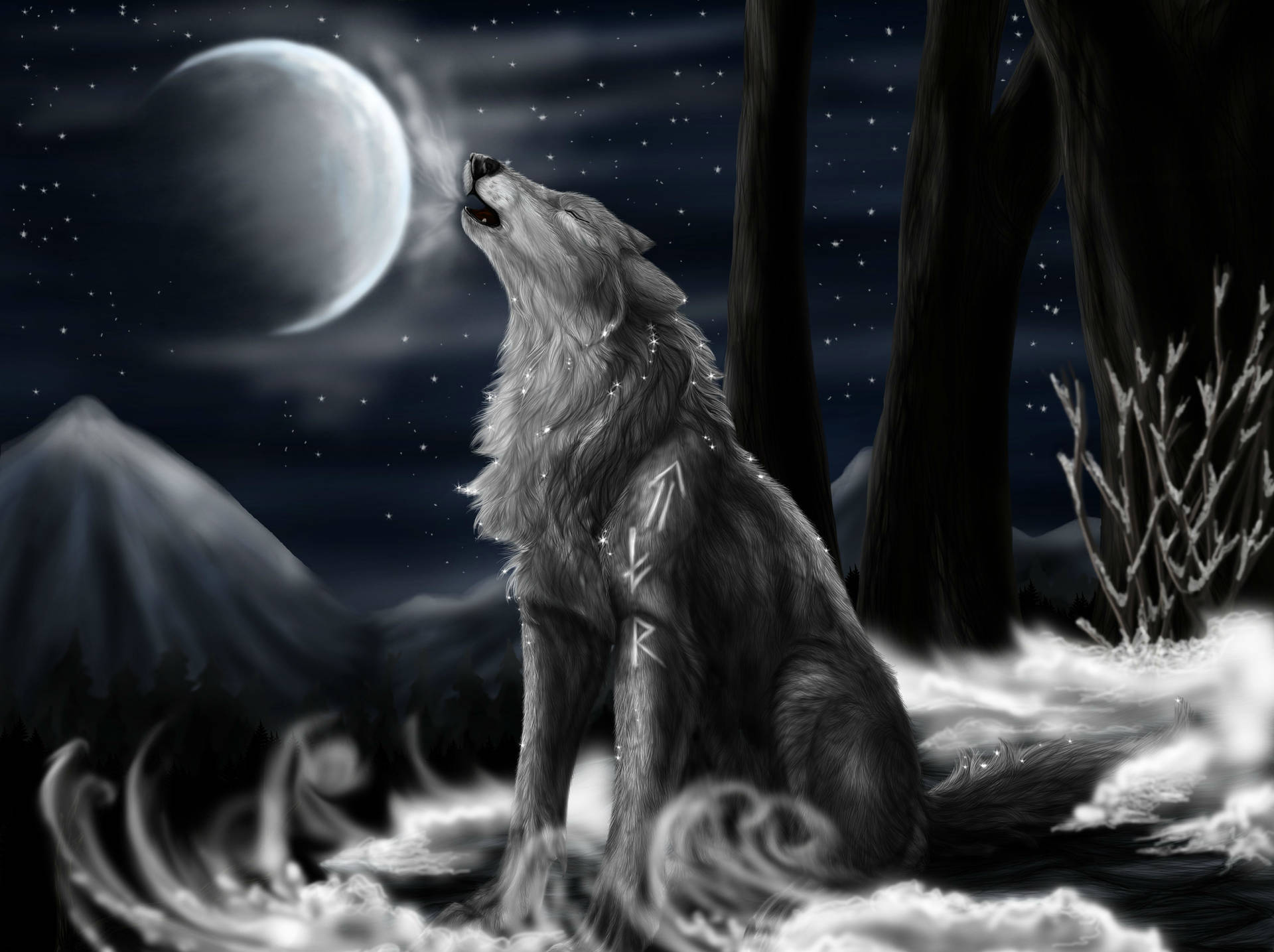 4k Ultra Hd Photo Of Moon Wolf Background