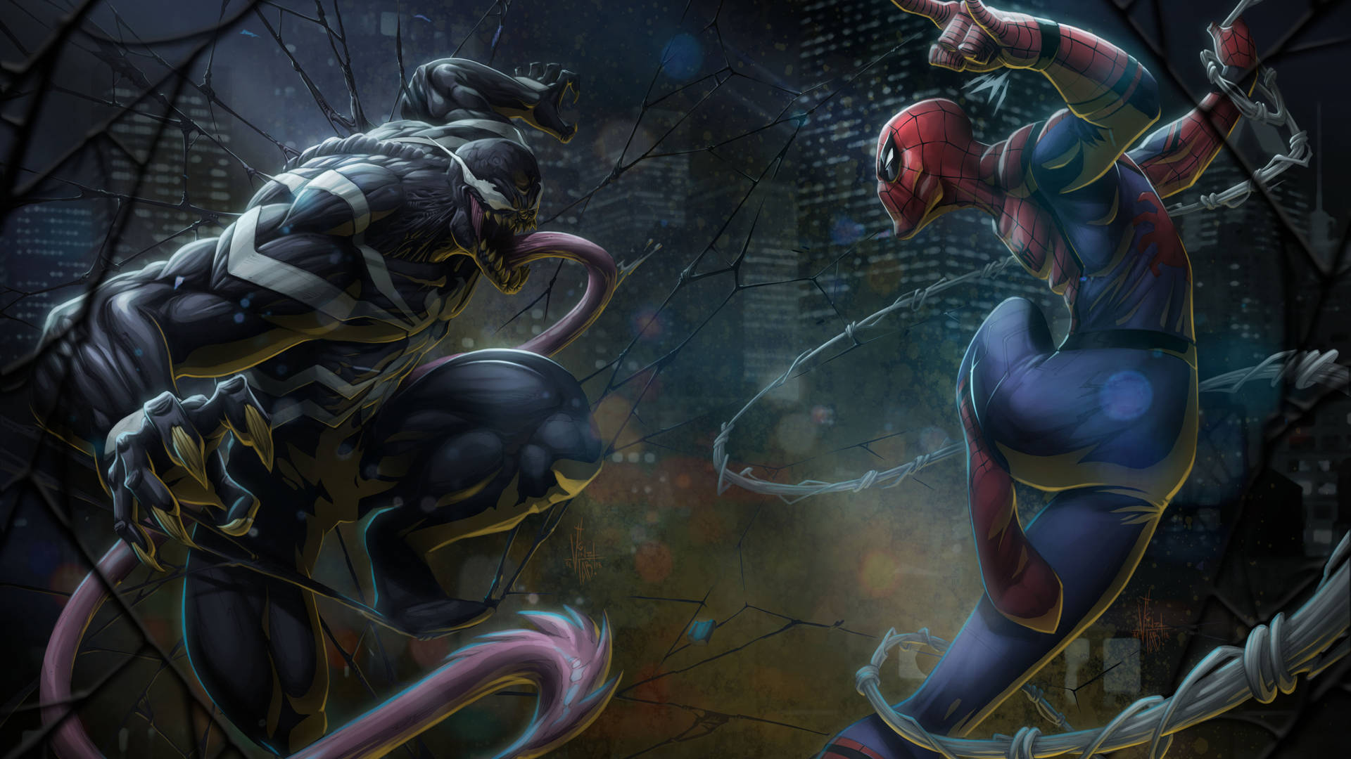 4k Ultra Hd Venom And Spider-man Mid-air