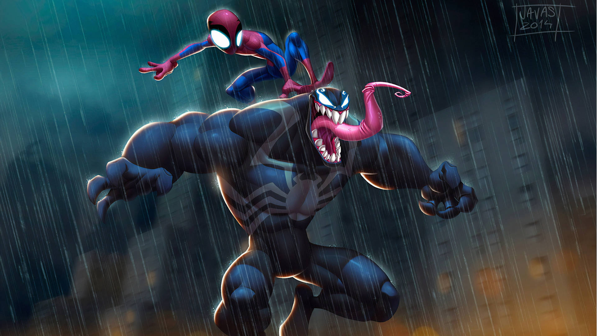 4k Ultra Hd Venom Cartoon With Spider-man