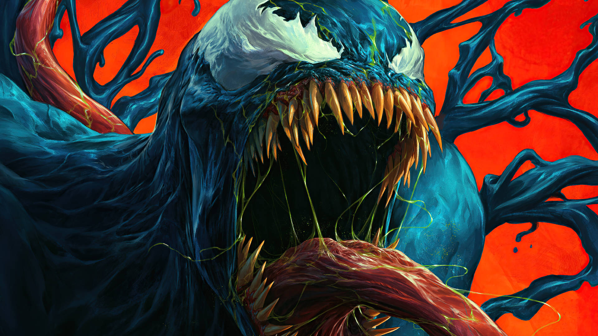 4k Ultra Hd Venom In Bright Orange Backdrop Background