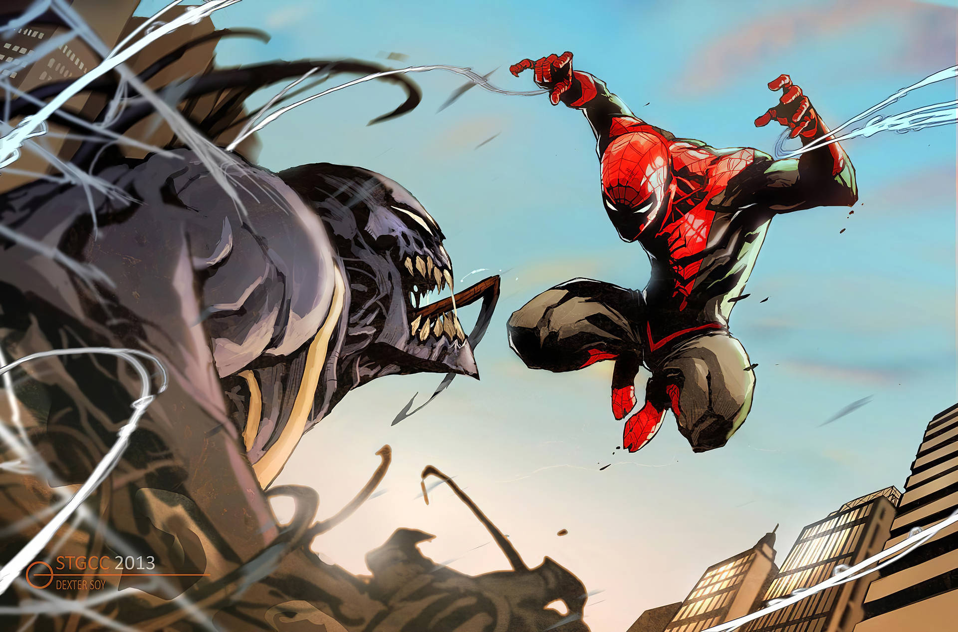 4k Ultra Hd Venom With Jumping Spider-man
