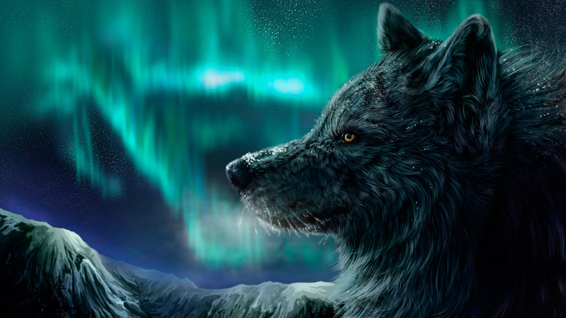 4k Ultra Hd Wolf And Aurora Background