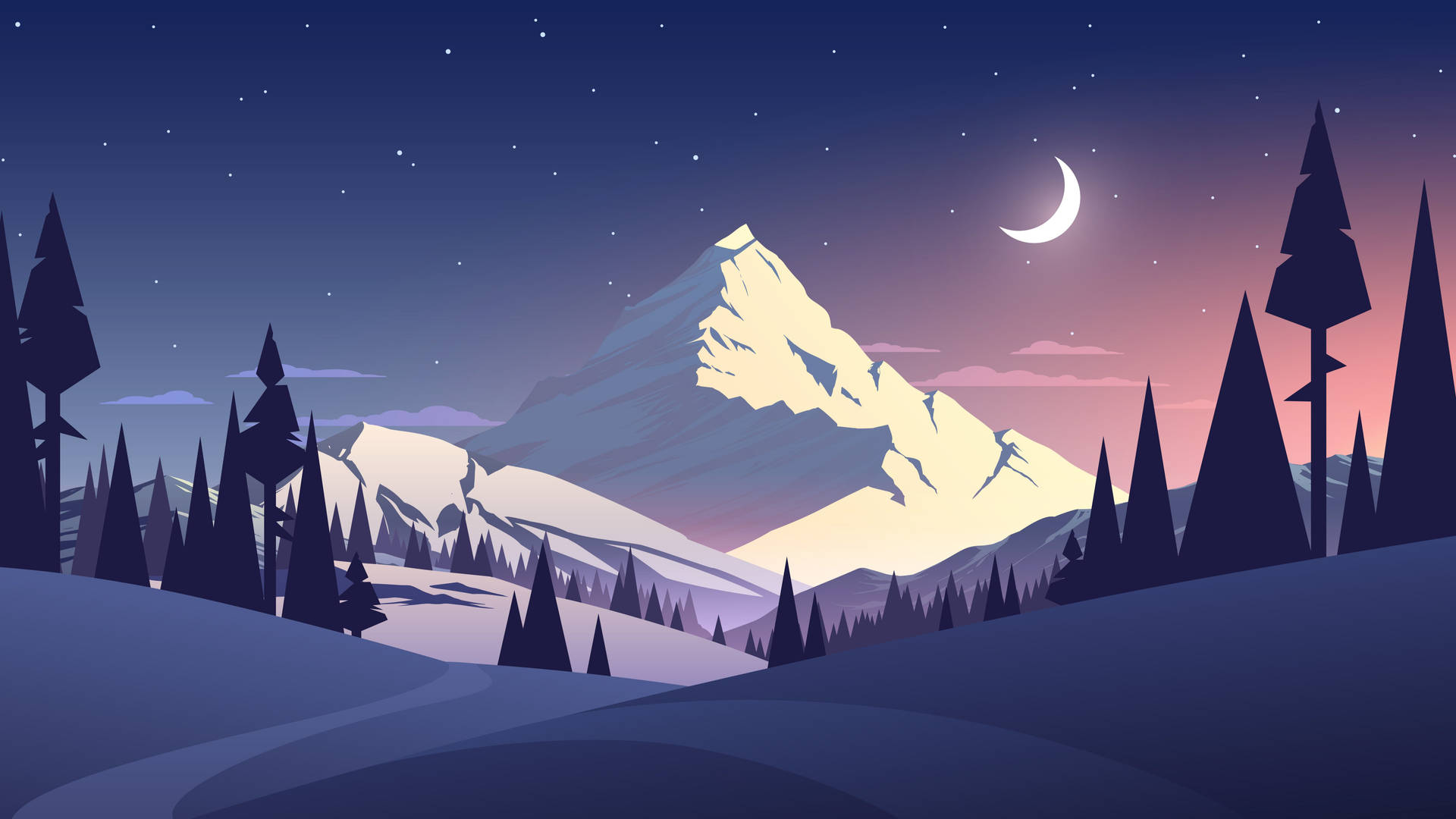 4k Vector Snowy Landscape Background