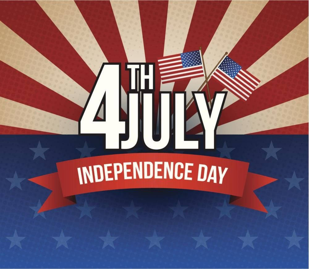 4th July Independence Day Background With Flags And Stars Background