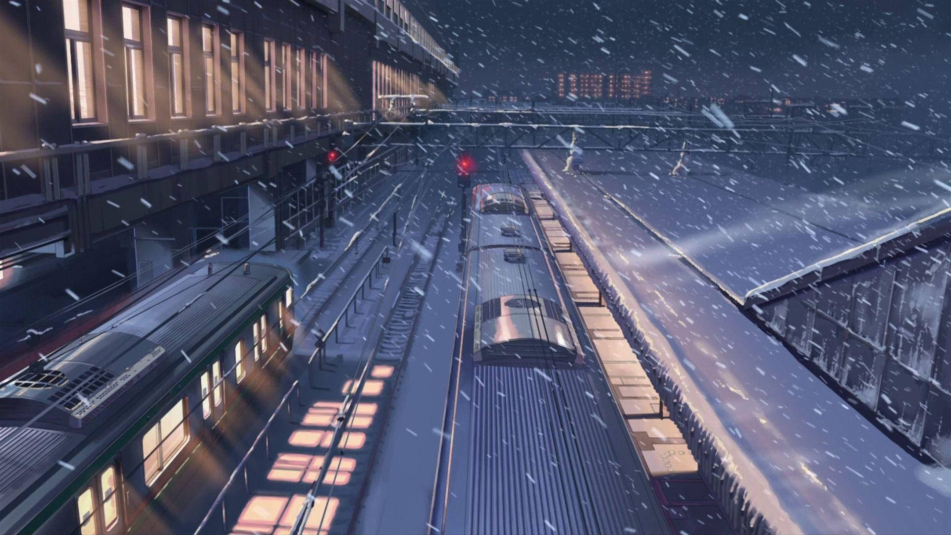 5 Centimeters Per Second Snowy Night Background