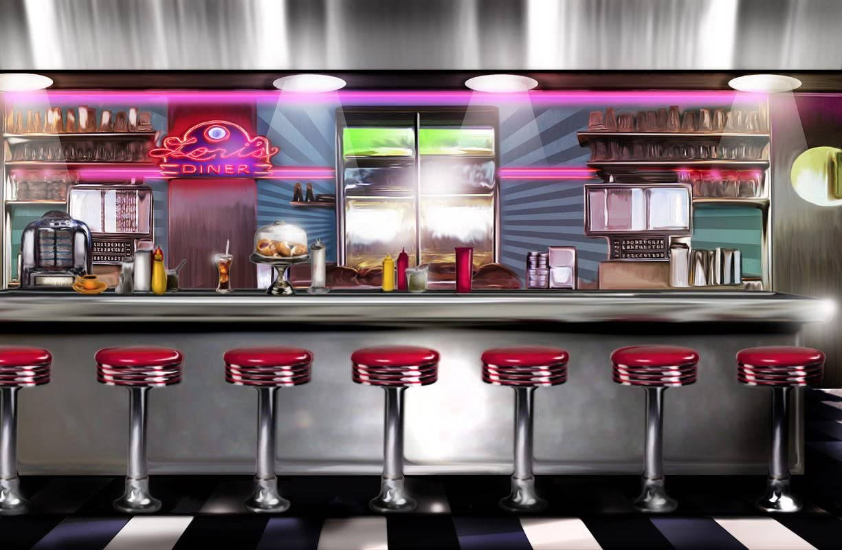 50s Diner Bar Stools Background