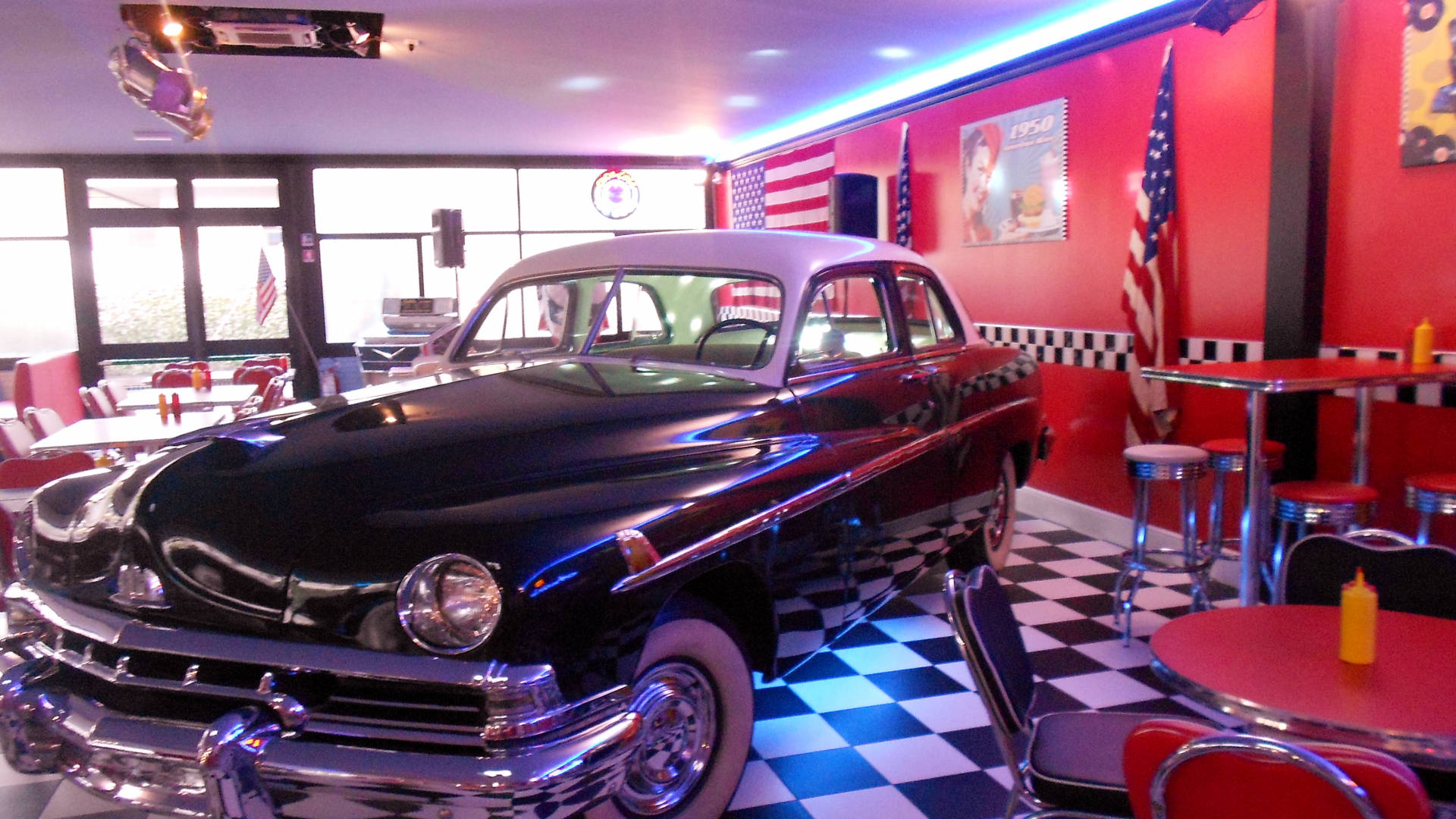 50s Diner Vintage Automobile Background