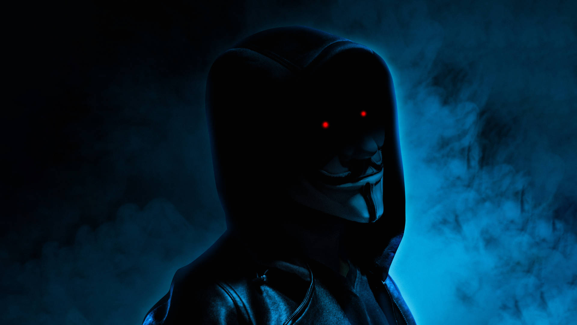 5k Hd Anonymous Hacker Red Eyes Background