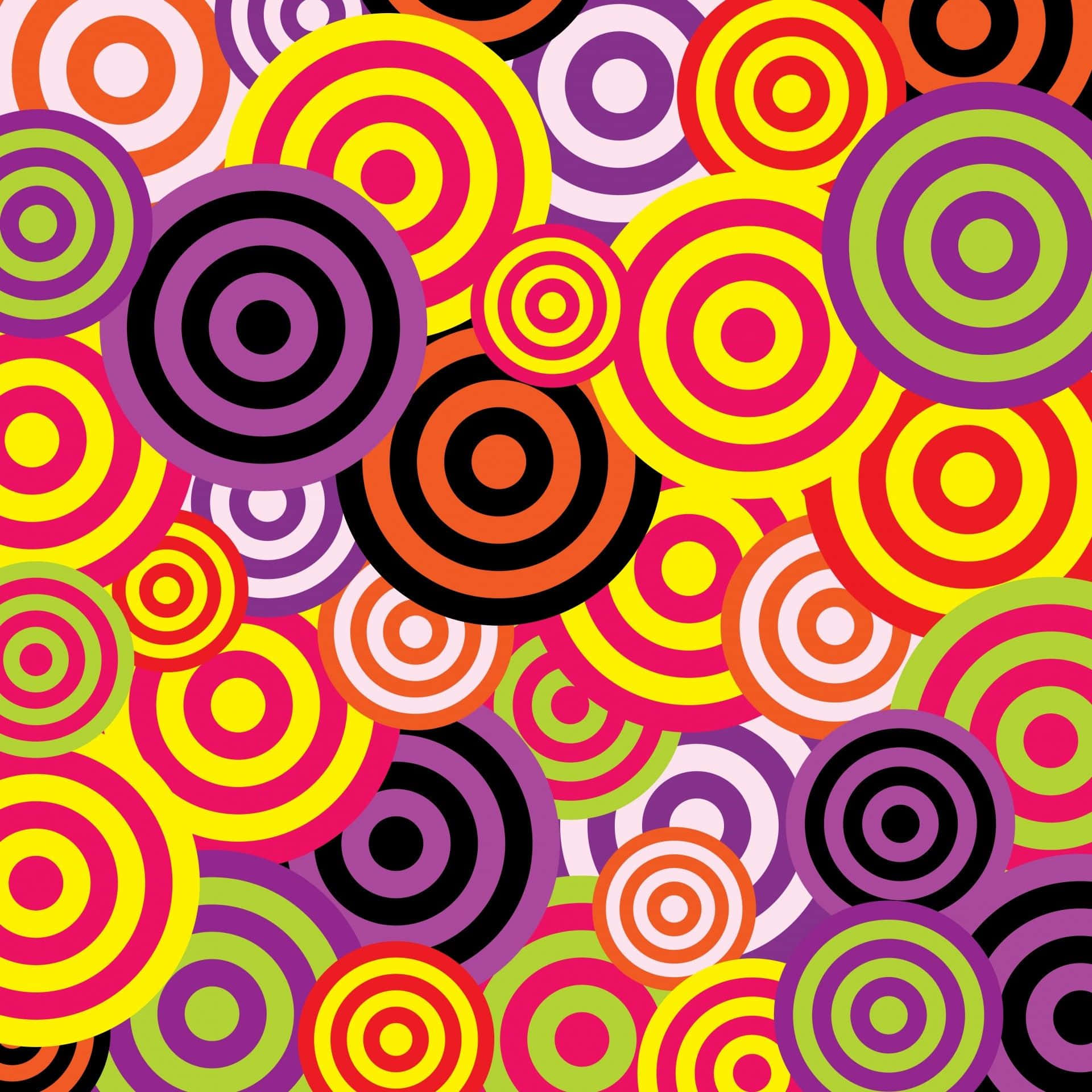 60s Aesthetic Retro Circles Background