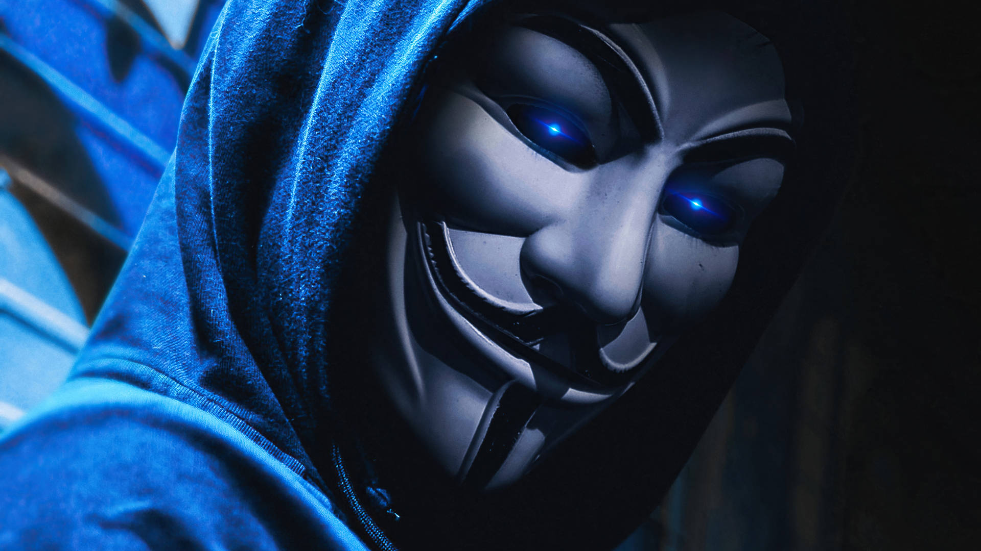 64k Ultra Hd Hacker Anonymous V Glowing Background