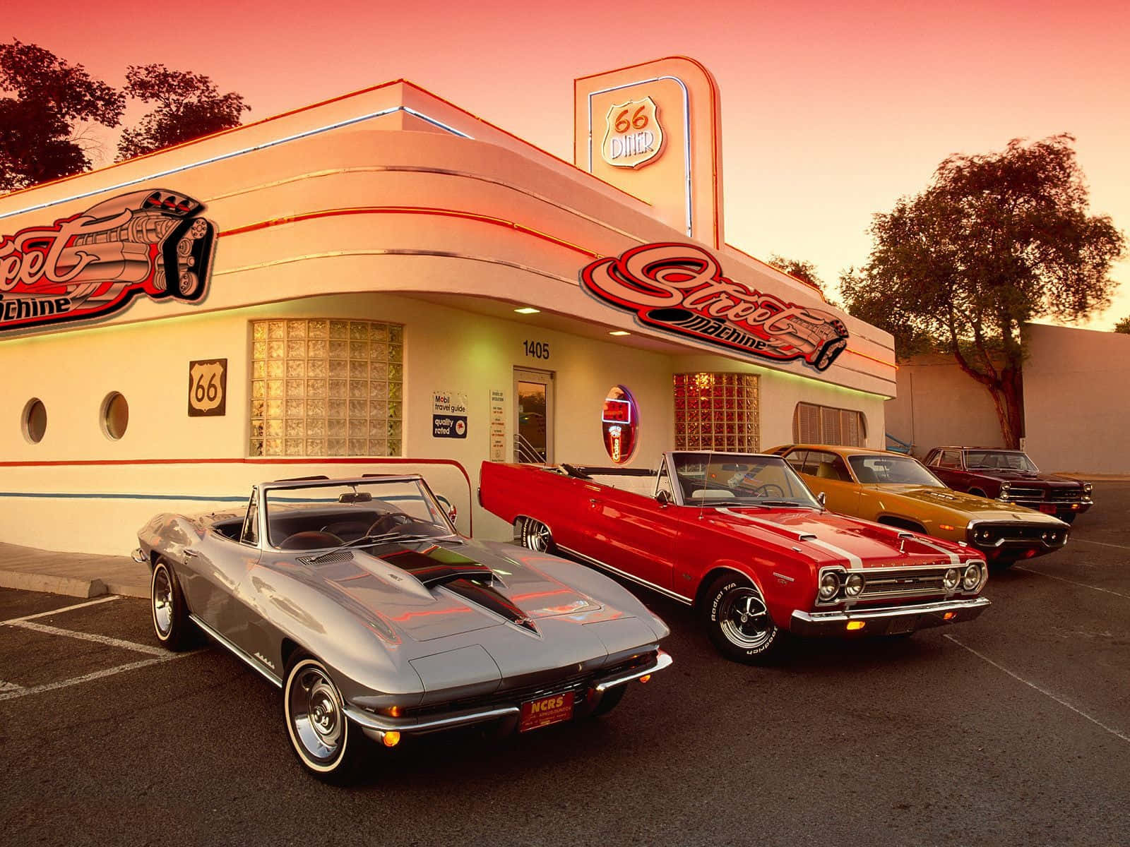66 Street Machine Retro Diner Background