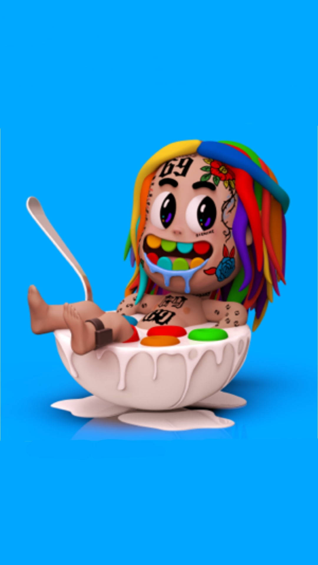 6ix9ine On A Bowl Of Cereal Art Background