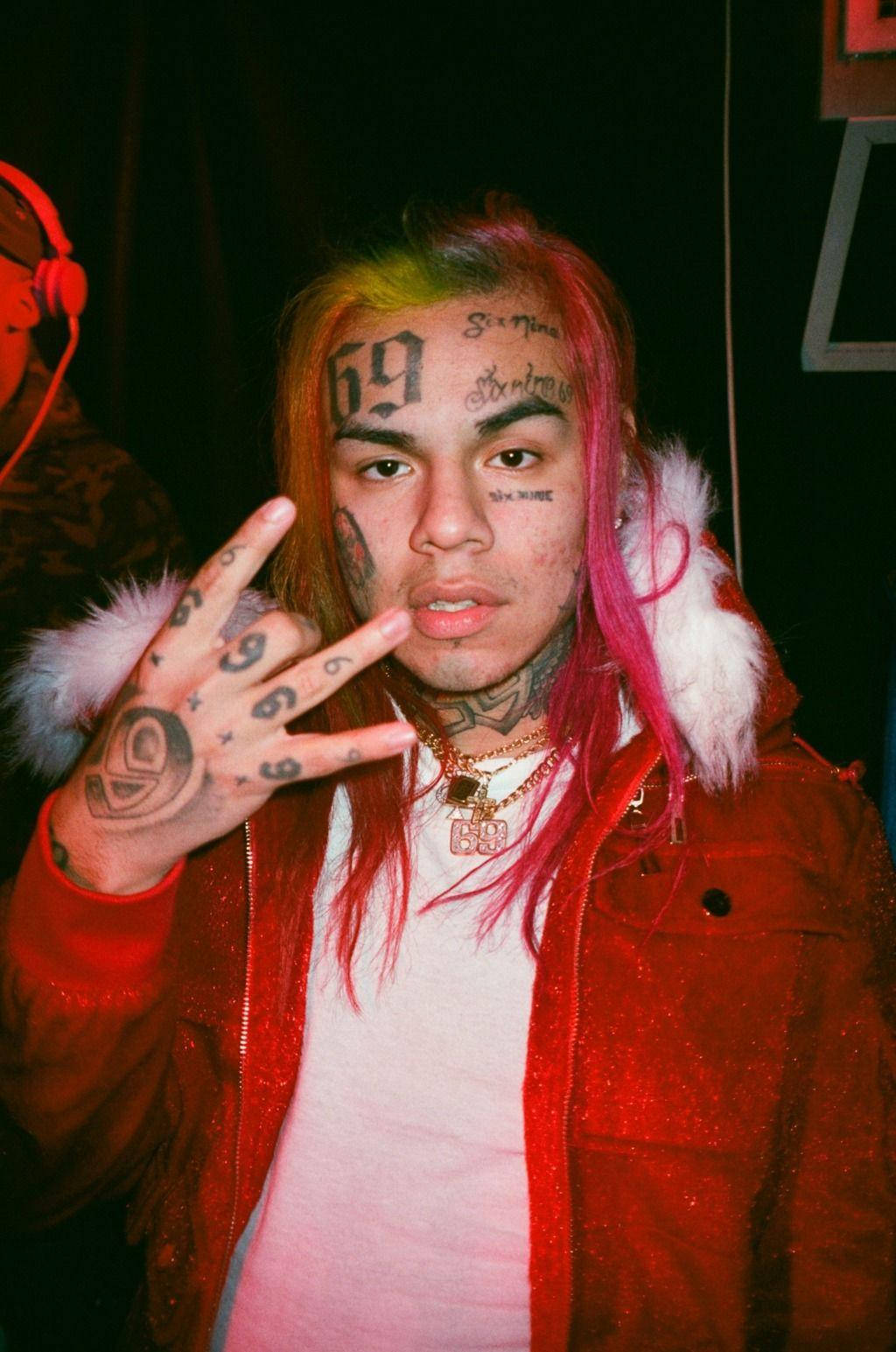 6ix9ine Red Outfit Background