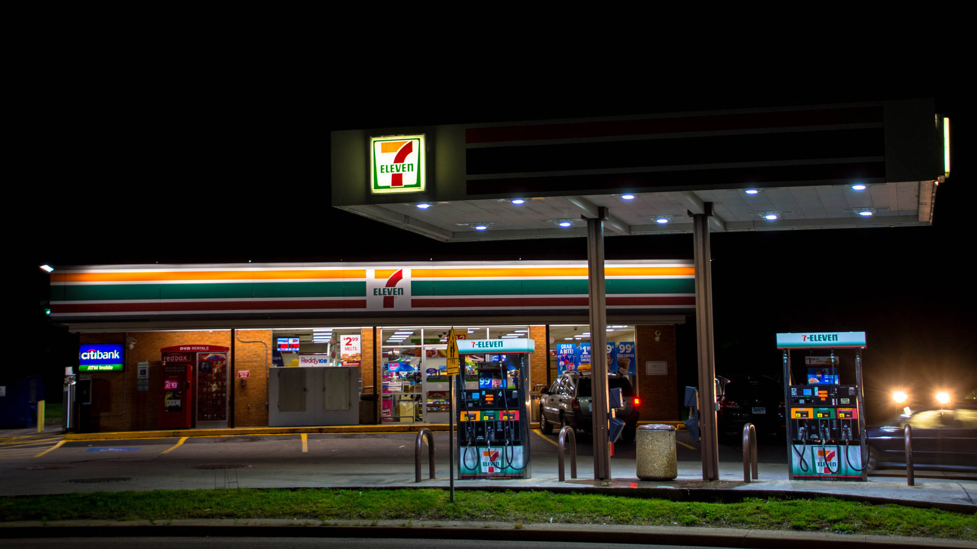 7 Eleven's Gasoline Station Background