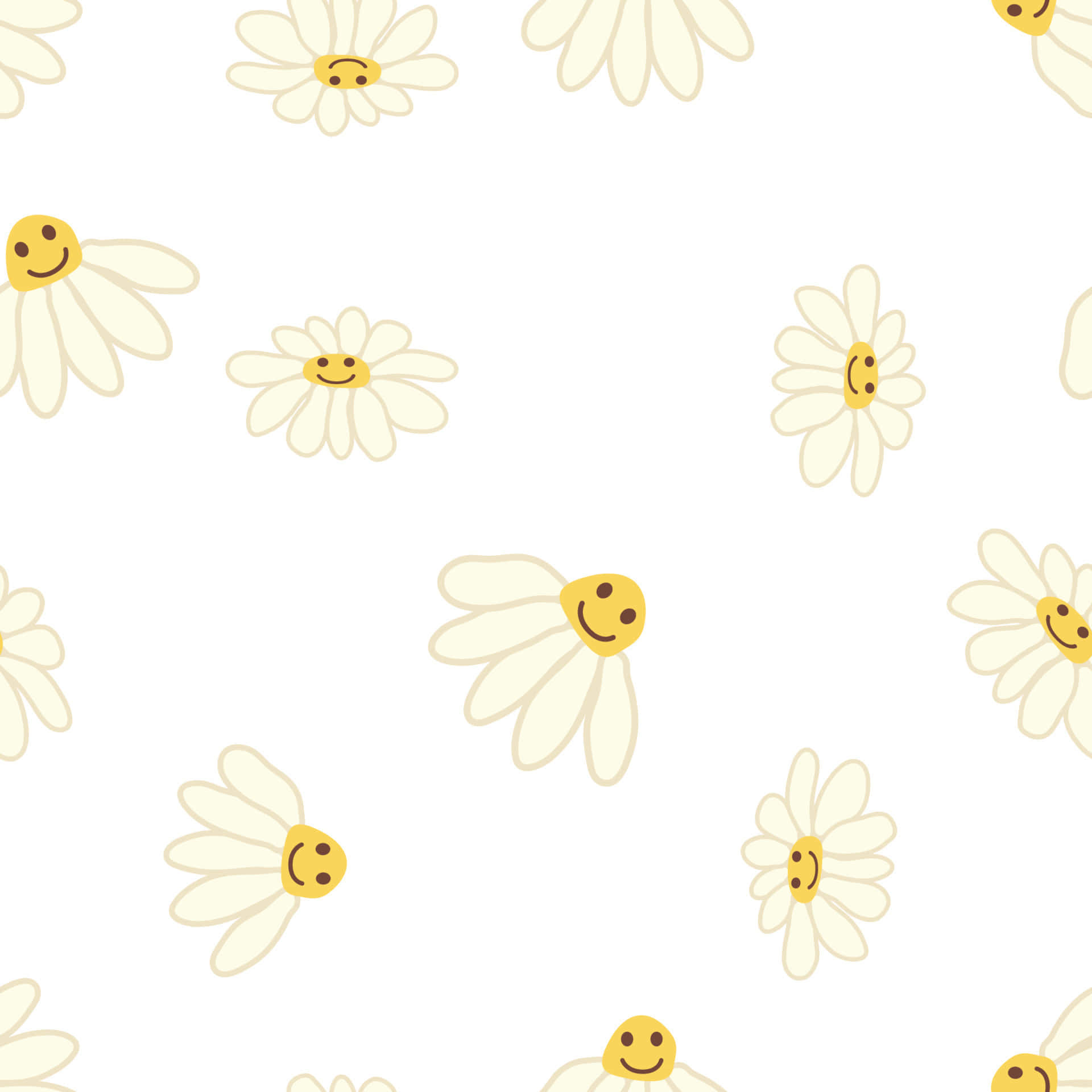 70s Floral Daisies With Smileys Background