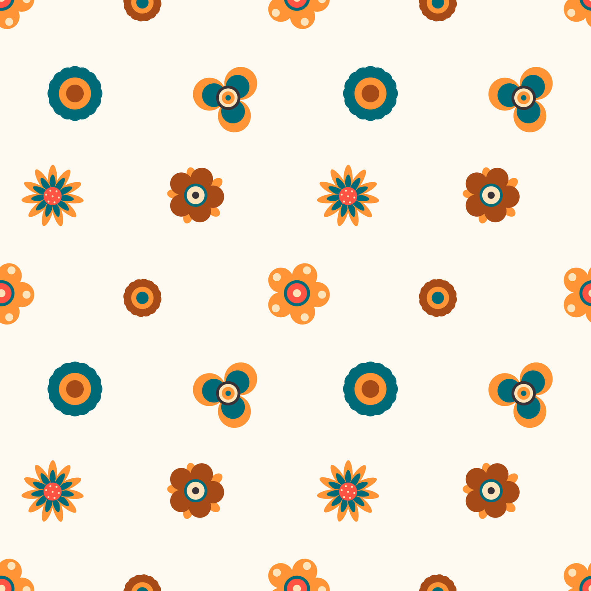 70s Floral Geometric Pattern