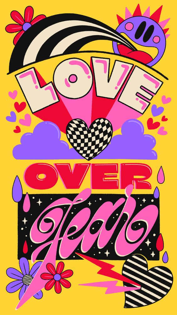 70s Hippie Love Fear Background
