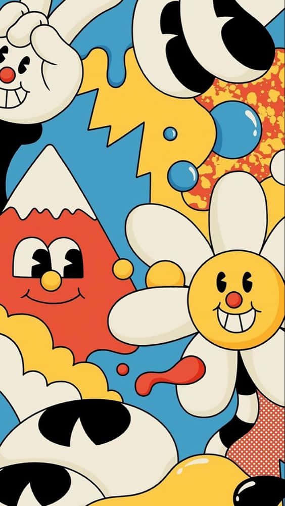 70s Hippie Smiling Sun Background