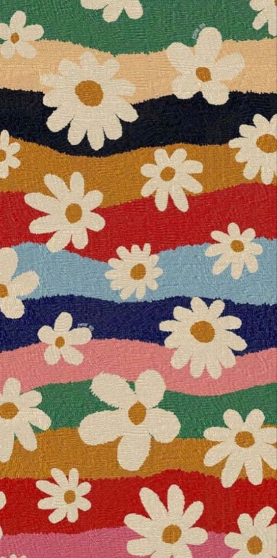 70s Hippie White Flower Background