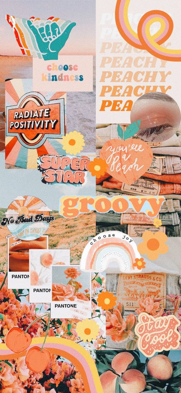 70s Peachy Collage Background