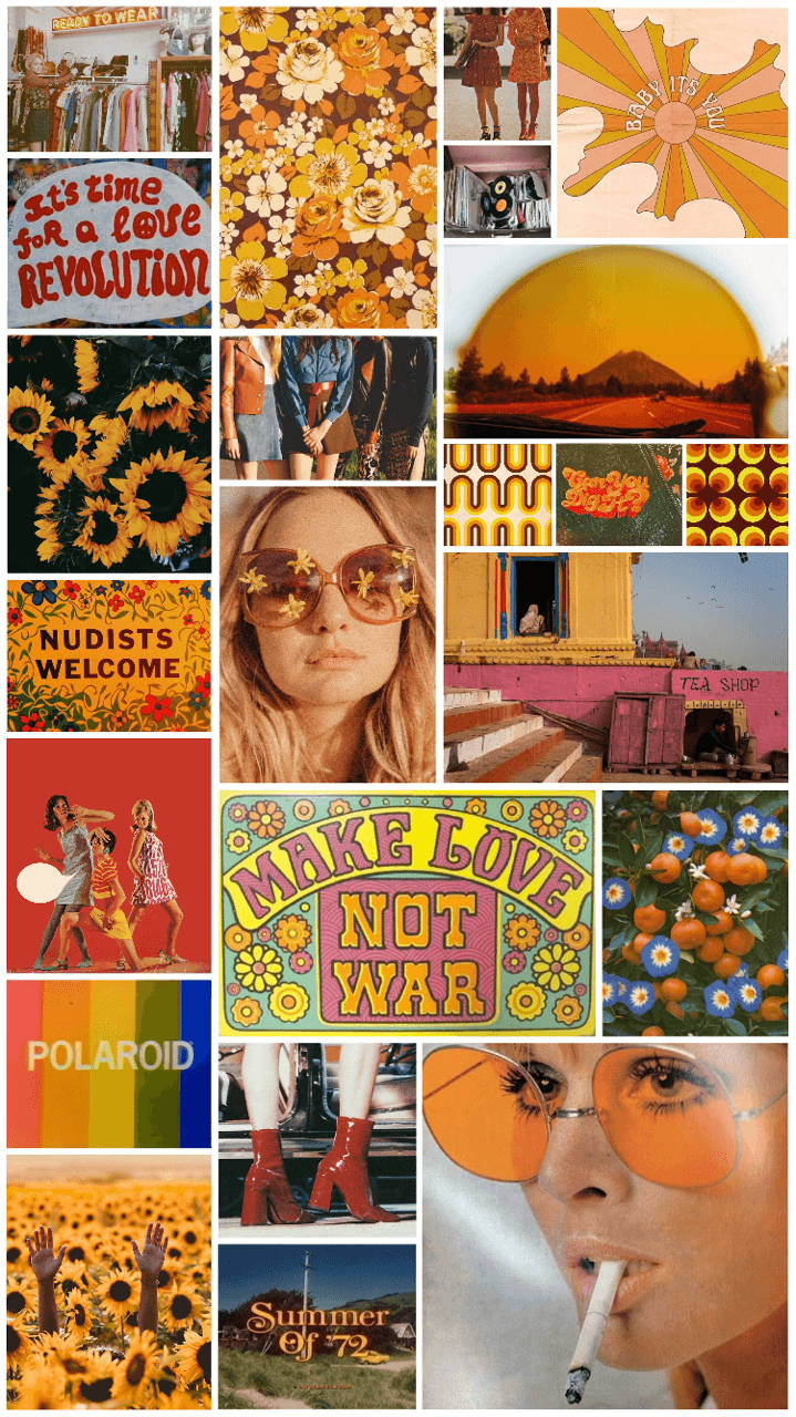 70s Yellow Aesthetic Collage Background