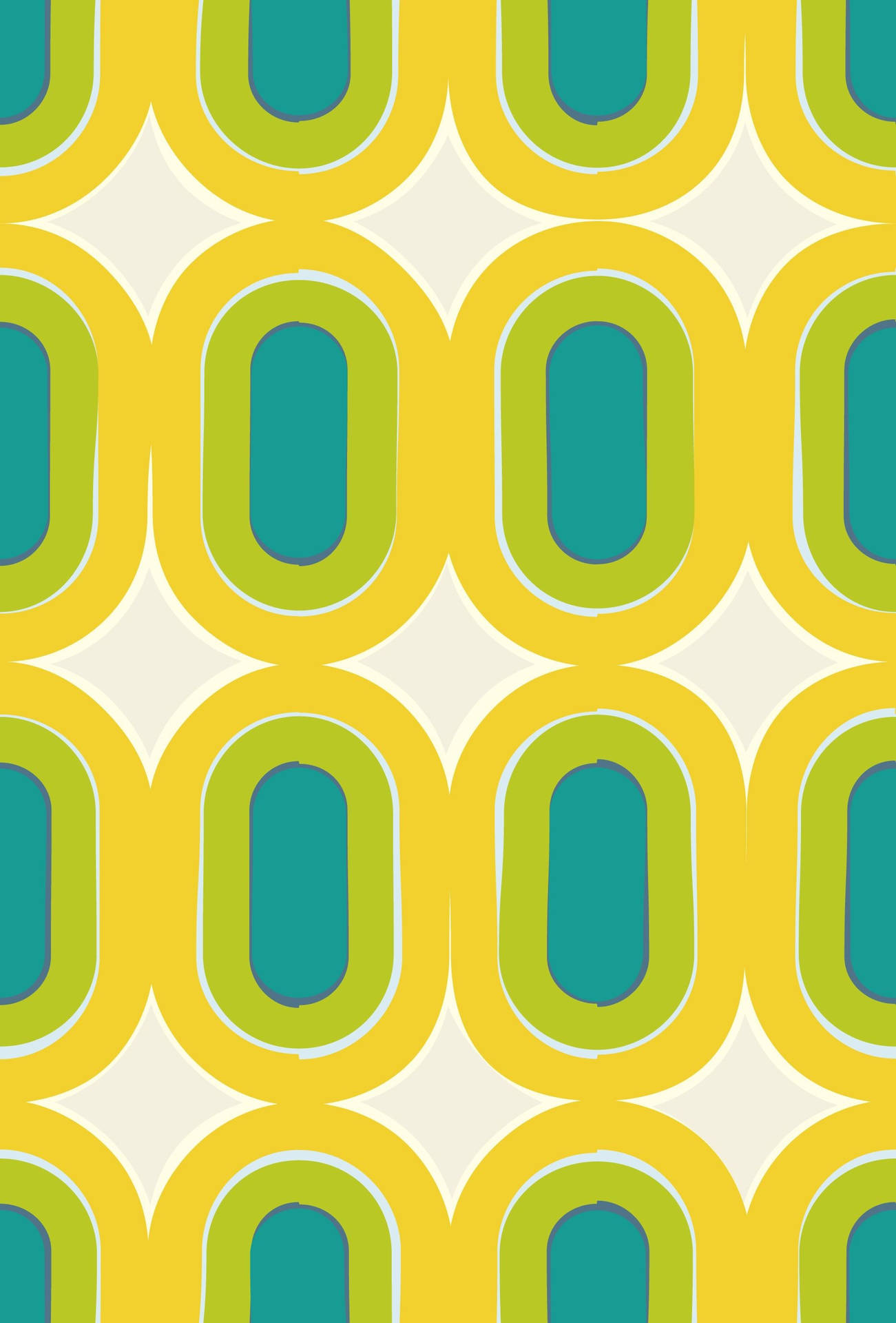 70s Yellow Green Oblong Pattern Background