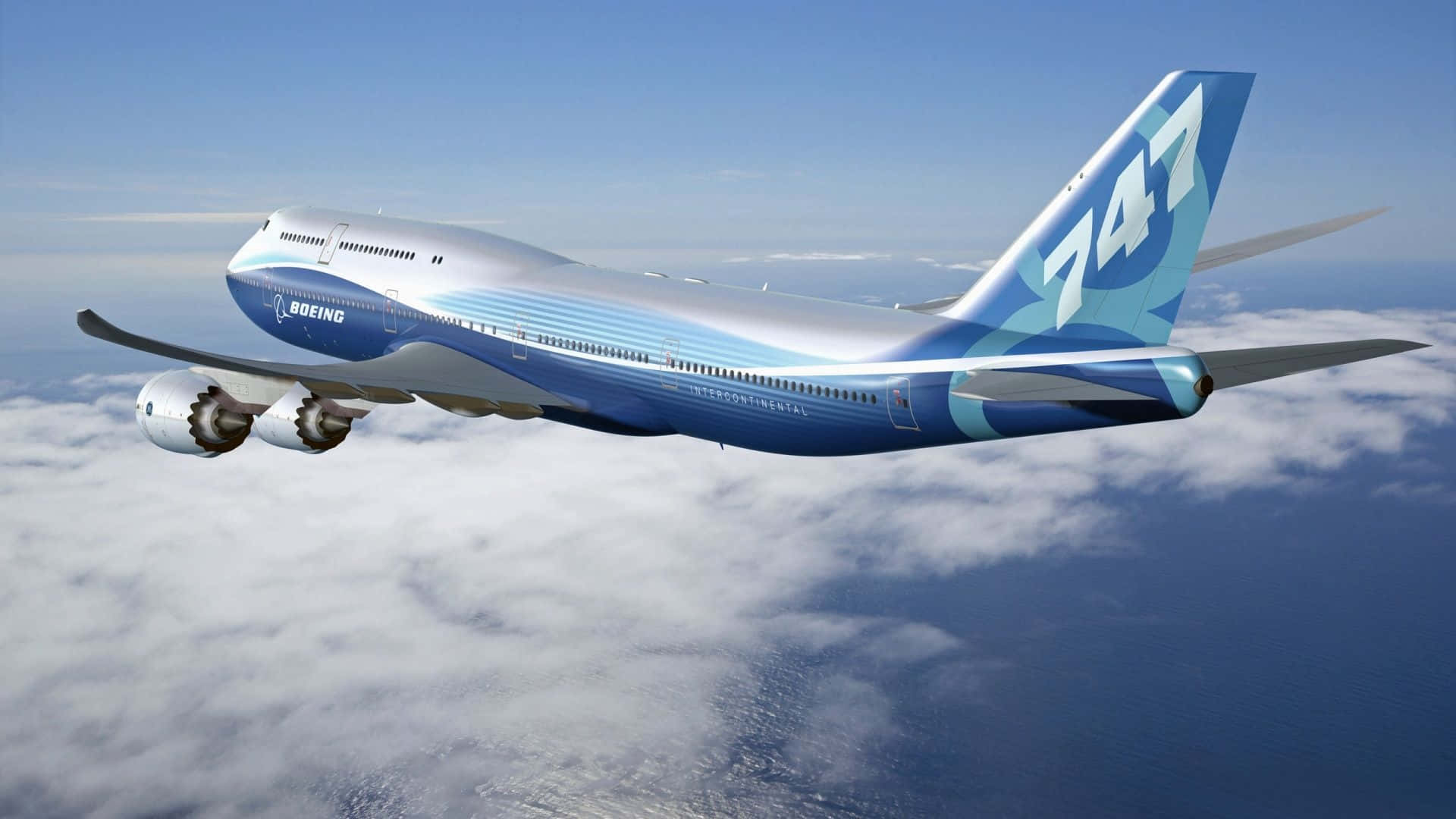 747 Airplane On Air Background