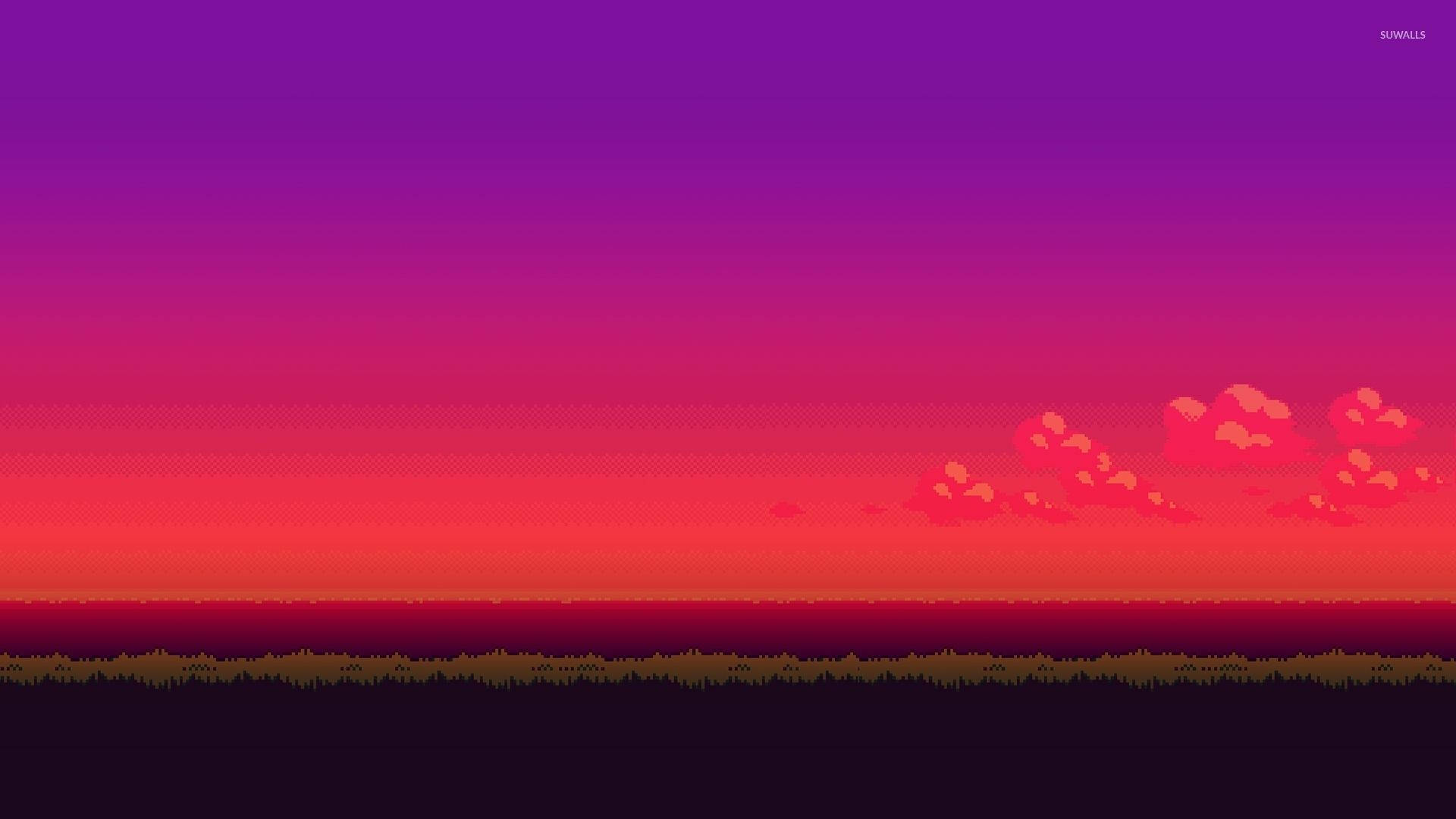 8 Bit Purple Sunset Background
