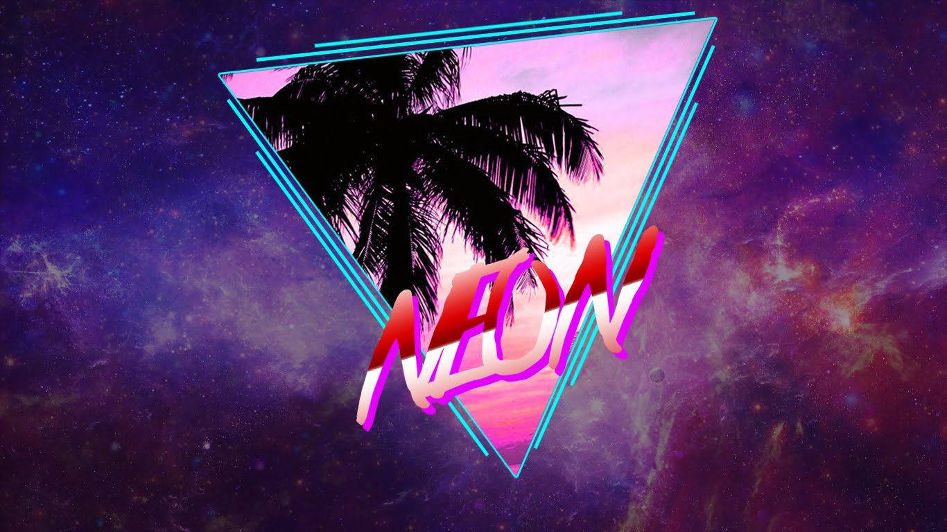 80s Galaxy Neon Tropical Photo Background