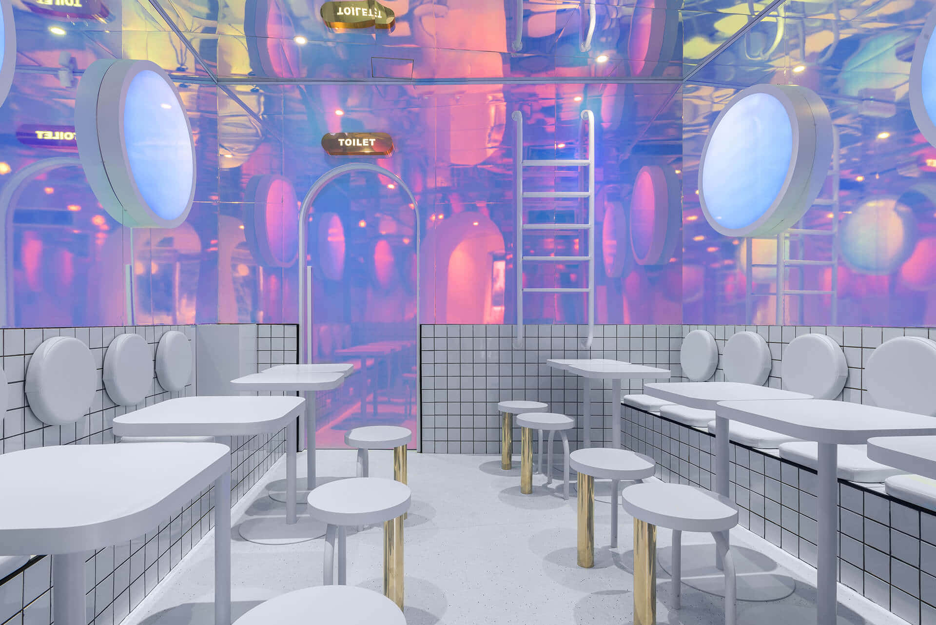 '80s-inspired Interior Of A Burger Joint Background