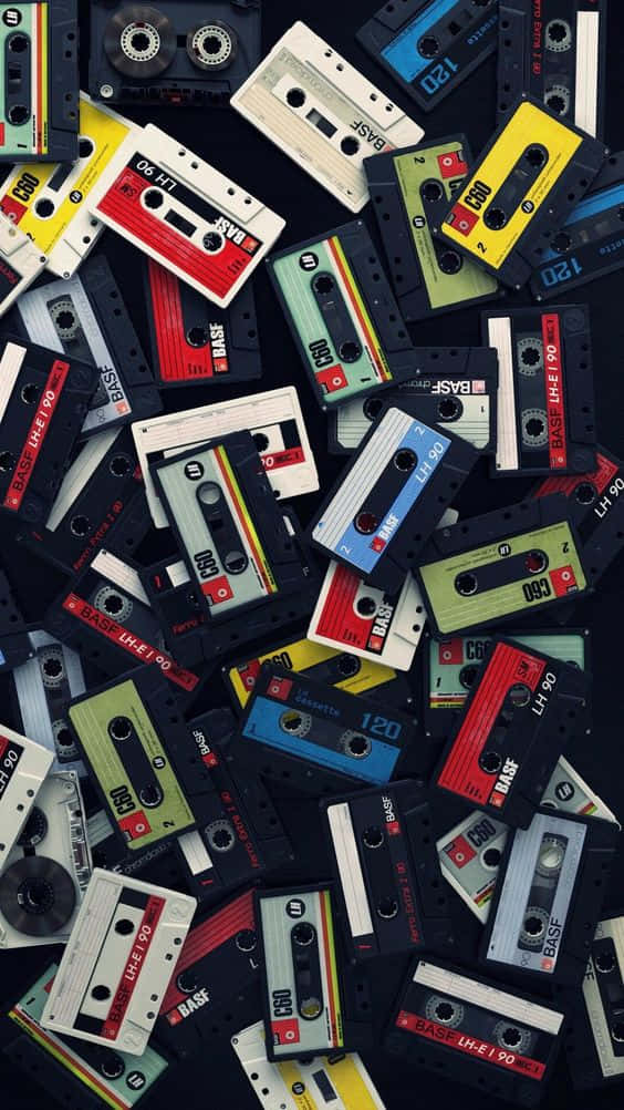 80s Iphone Cassette Tapes Background