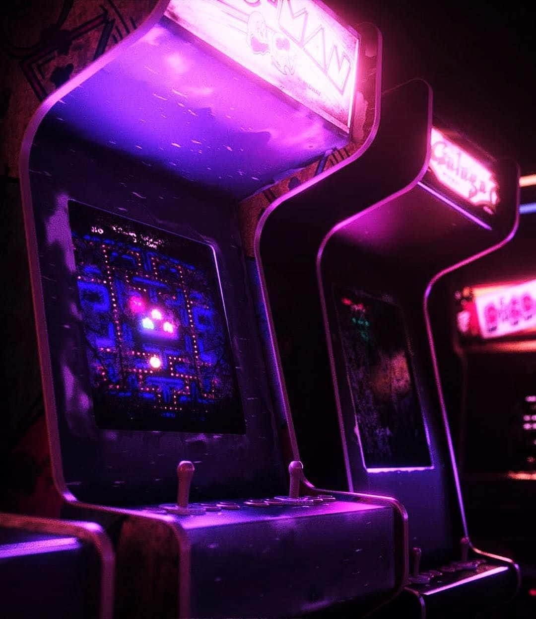 80s Retro Arcade Neon Purple Background