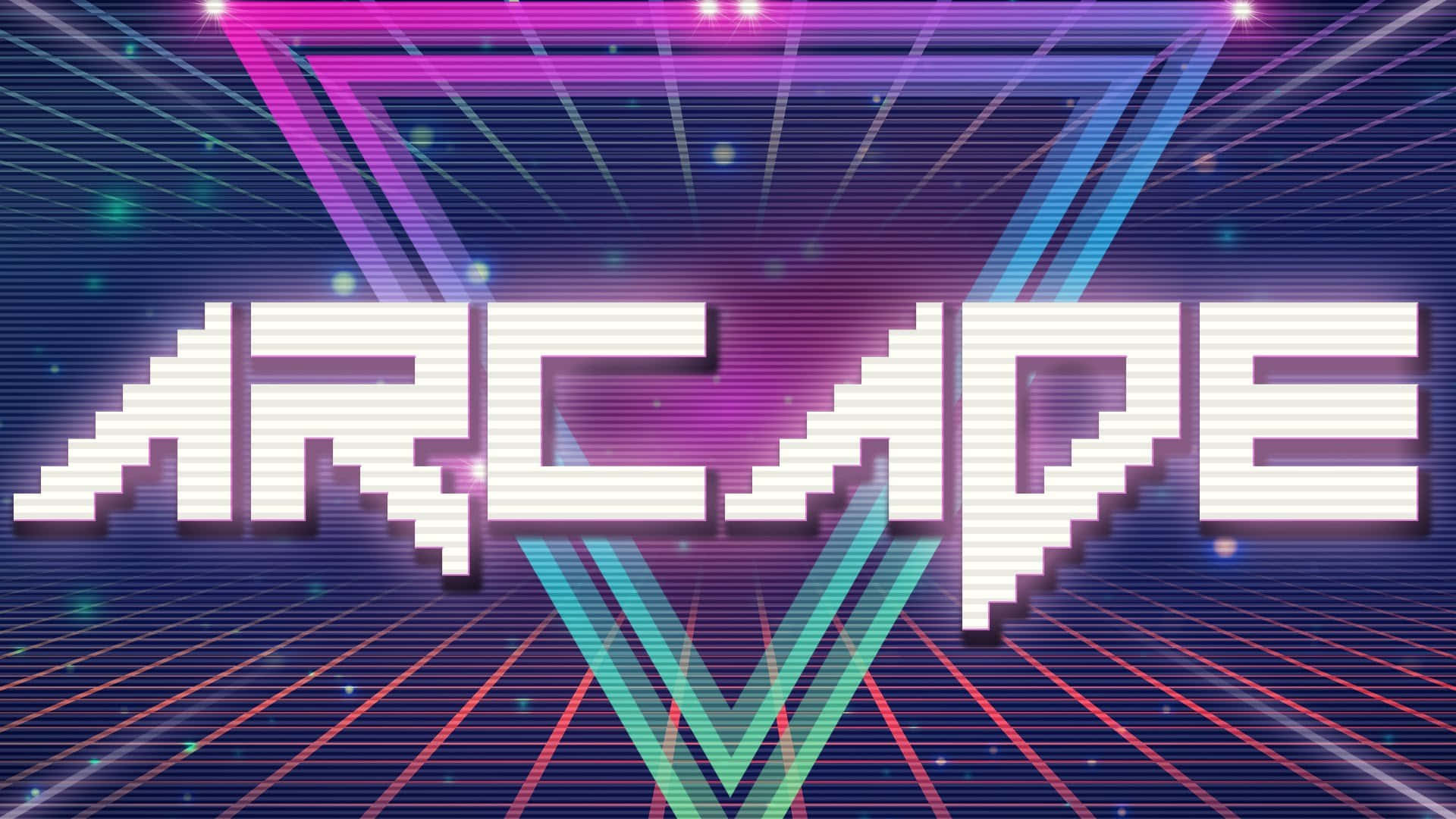 80s Retro Arcade Pixel Logo Background