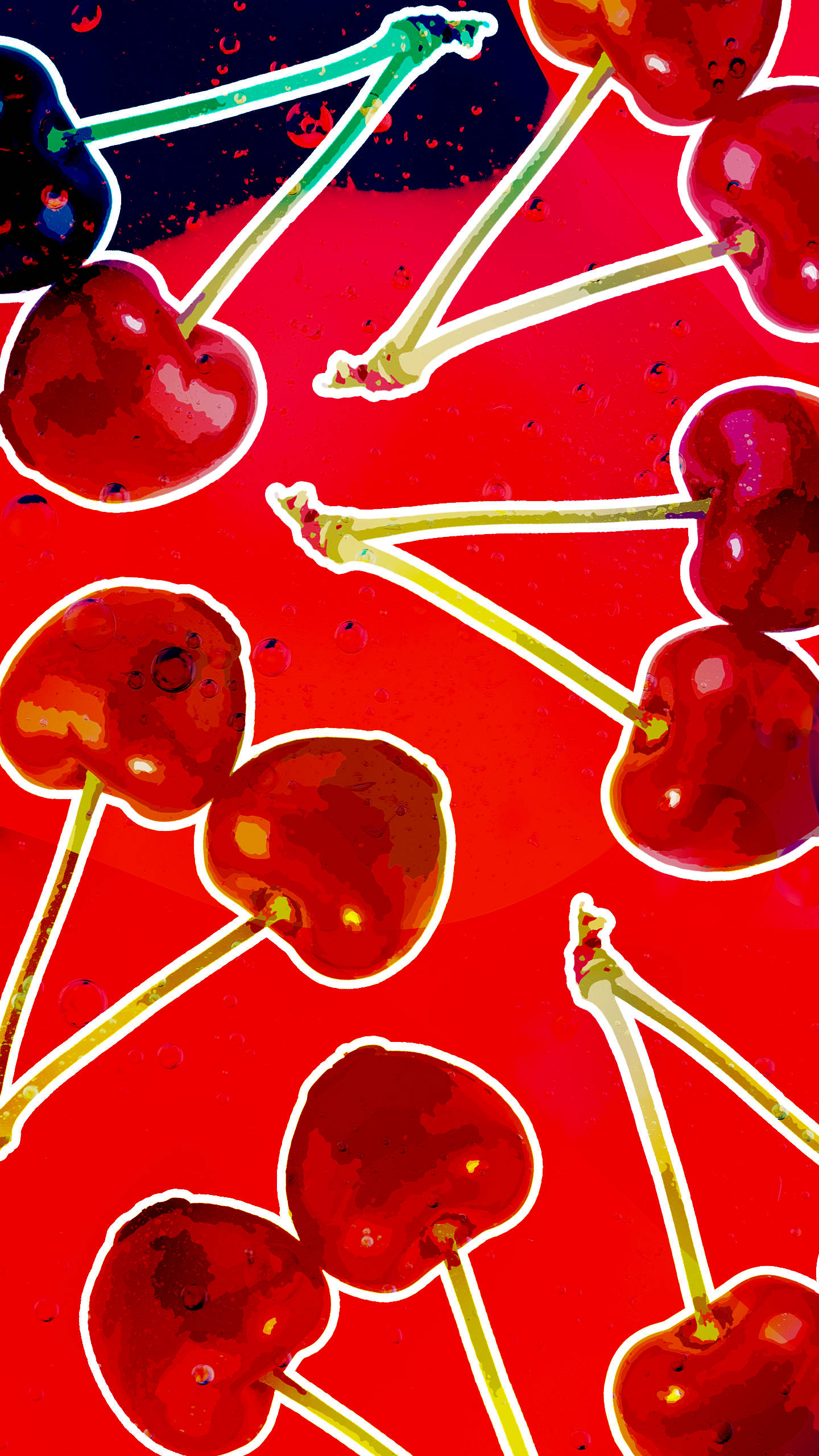 80s Retro Vintage Red Cherries Background