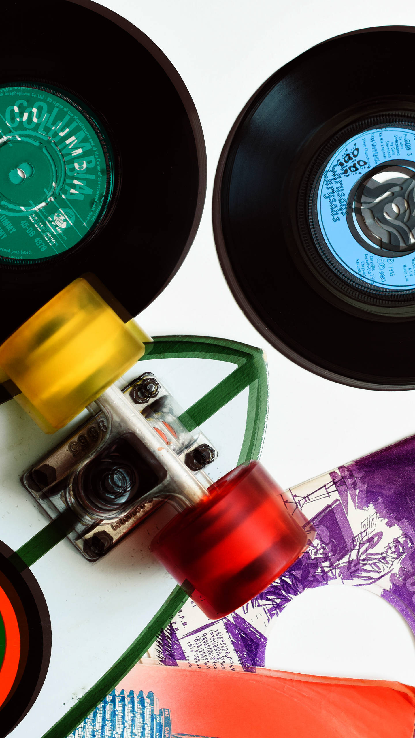 80s Retro Vintage Skateboard And Vinyl