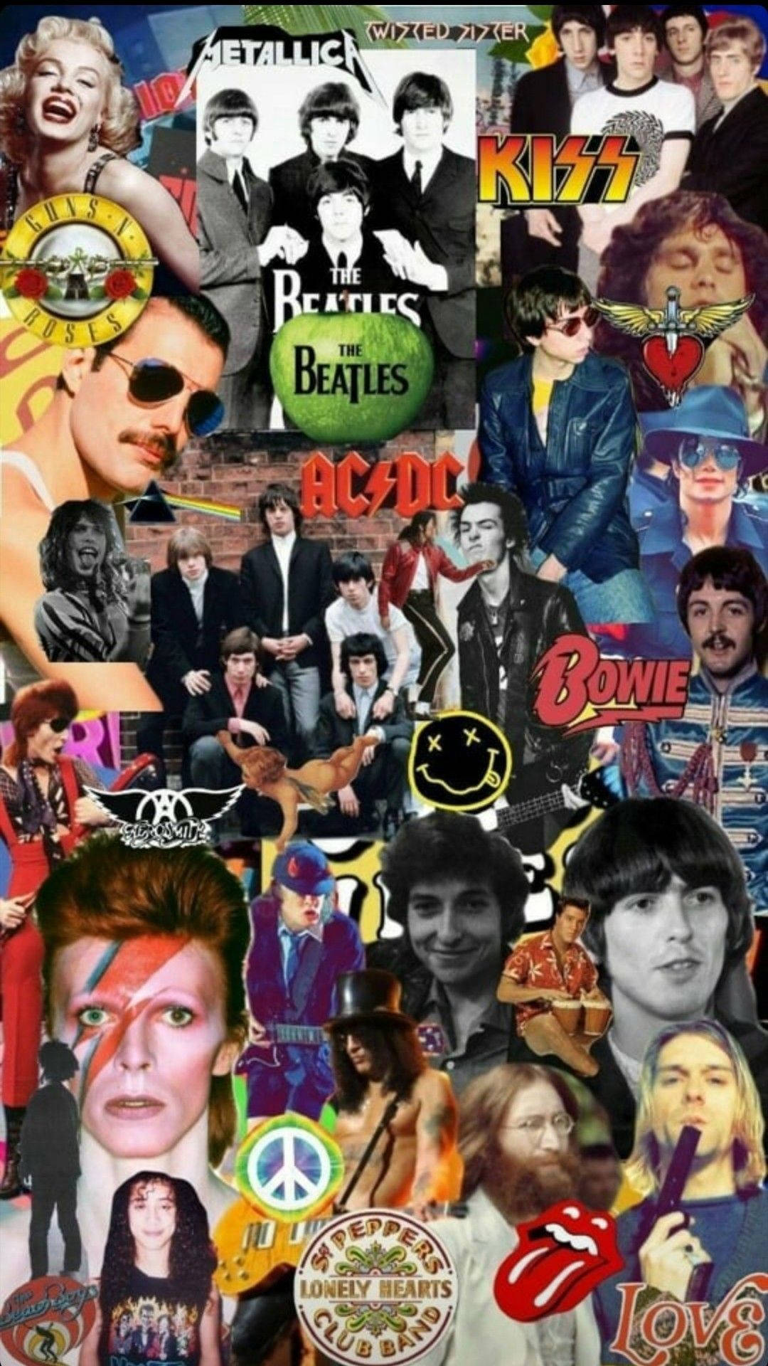 80s Rock Musicians Collage Background